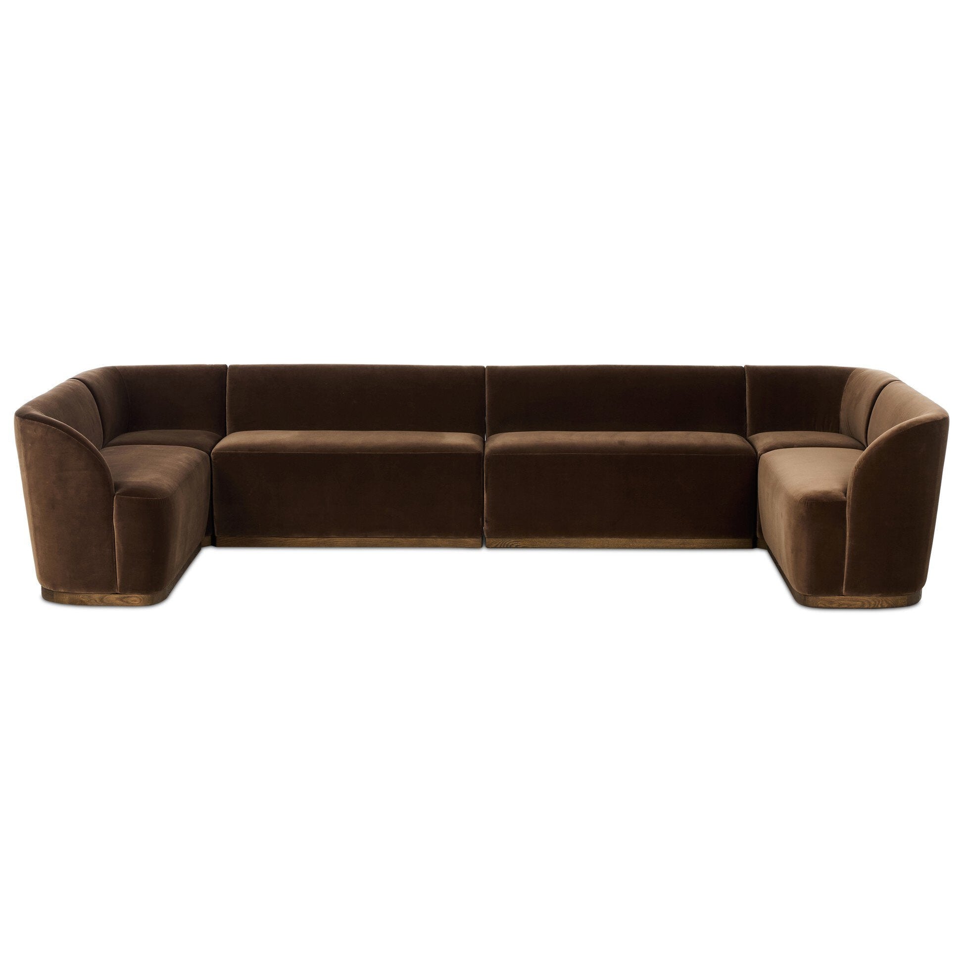 Four Hands Dorset Surrey Mink U-Shape Banquette front view