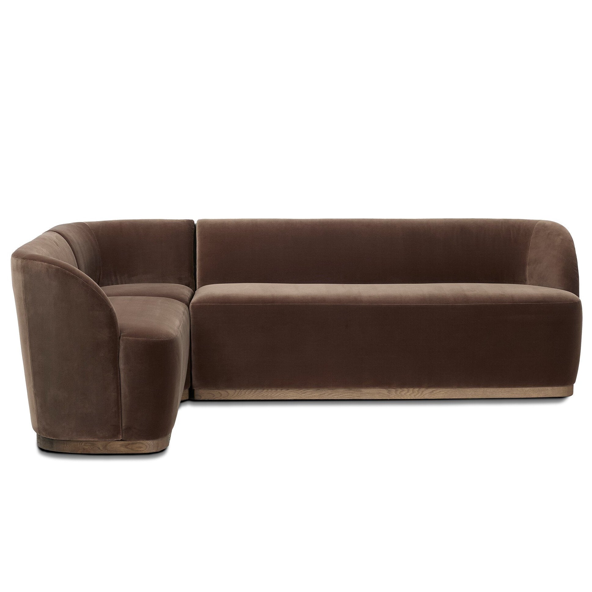 Four Hands Dorset Surrey Mink L-Shape Banquette front view