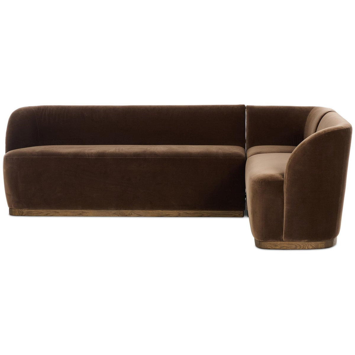 Four Hands Dorset Surrey Mink L-Shape Banquette front view