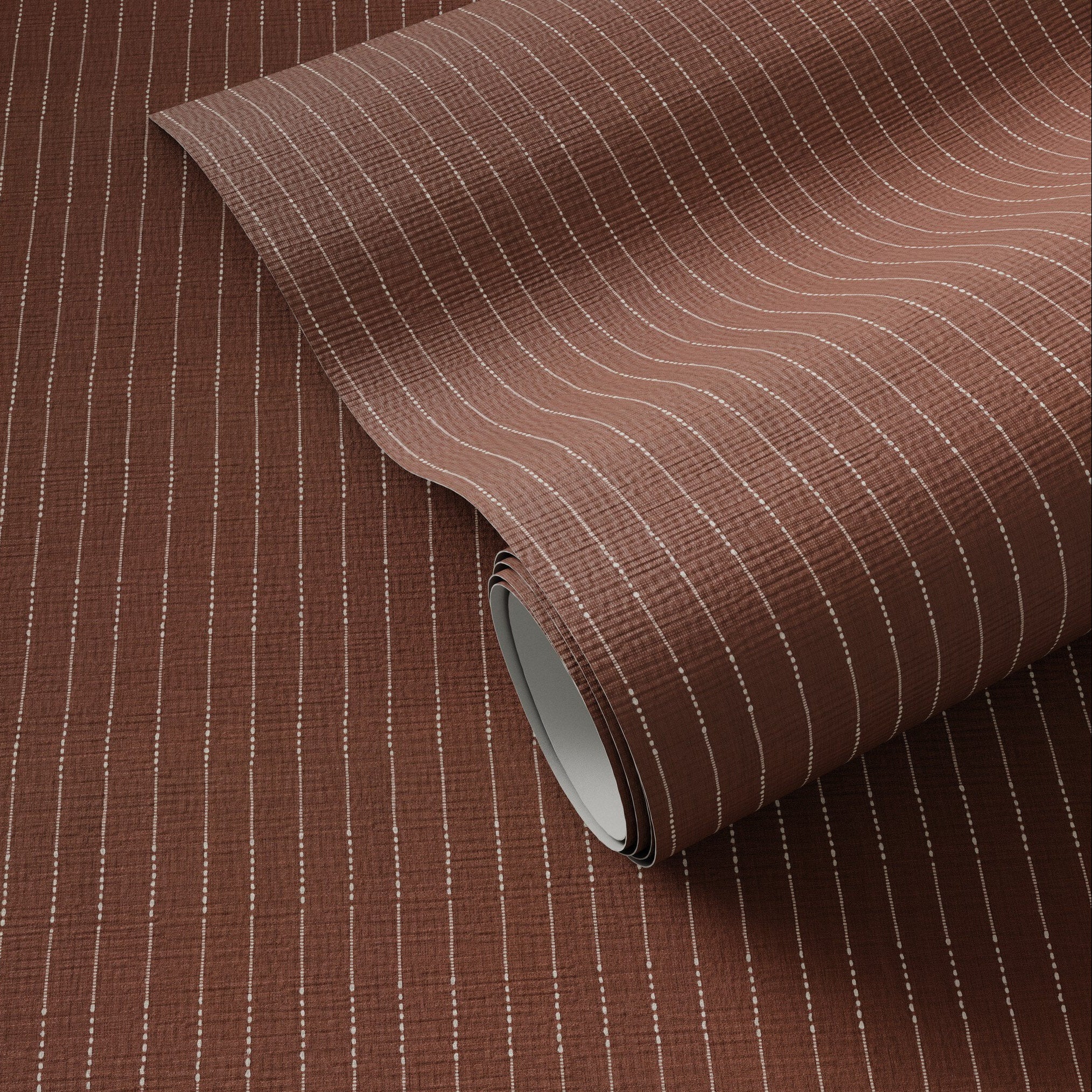 FH Art Studio Dobby Stripe Rust Grasscloth Wallpaper full product view
