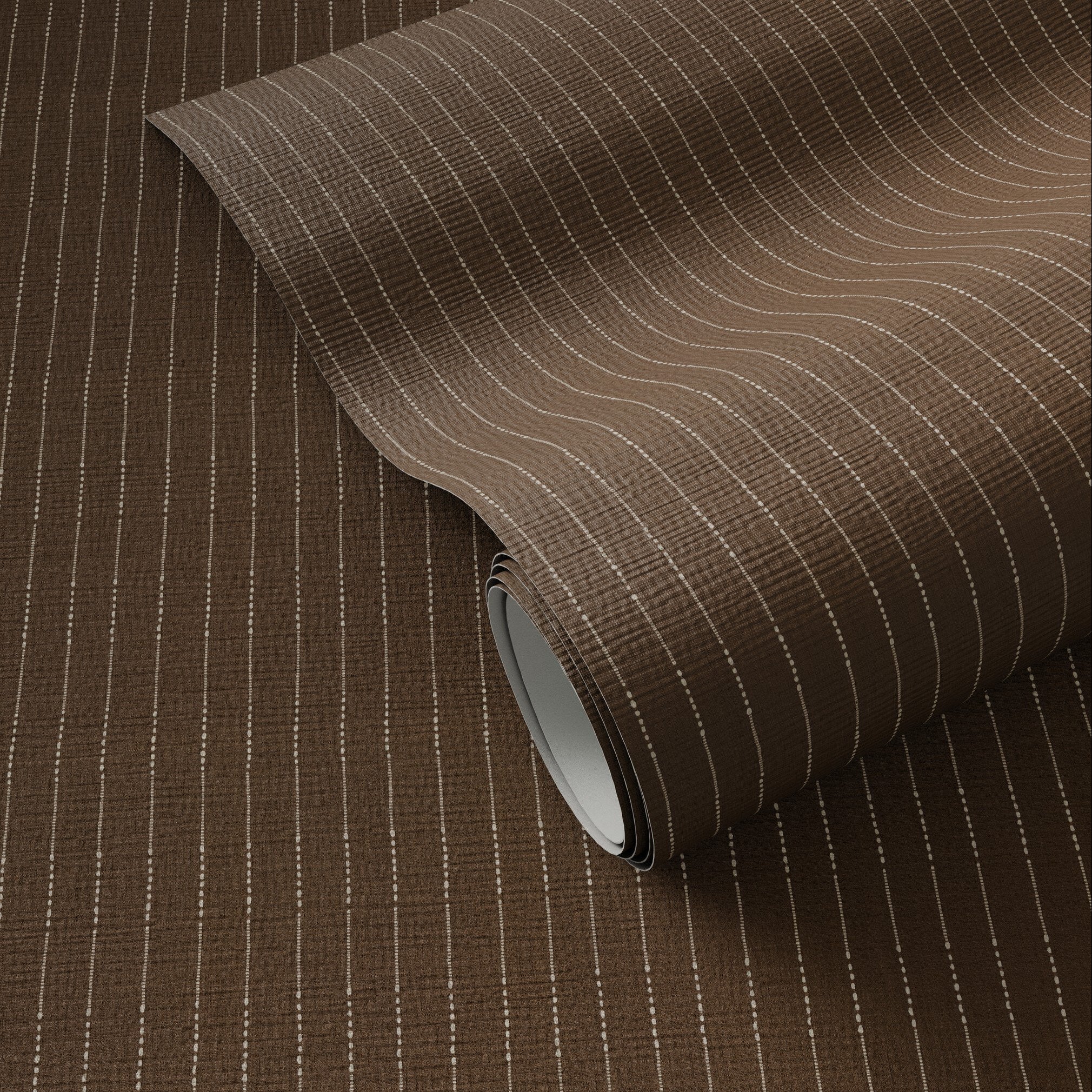 FH Art Studio Dobby Stripe Brown Grasscloth Wallpaper full product view