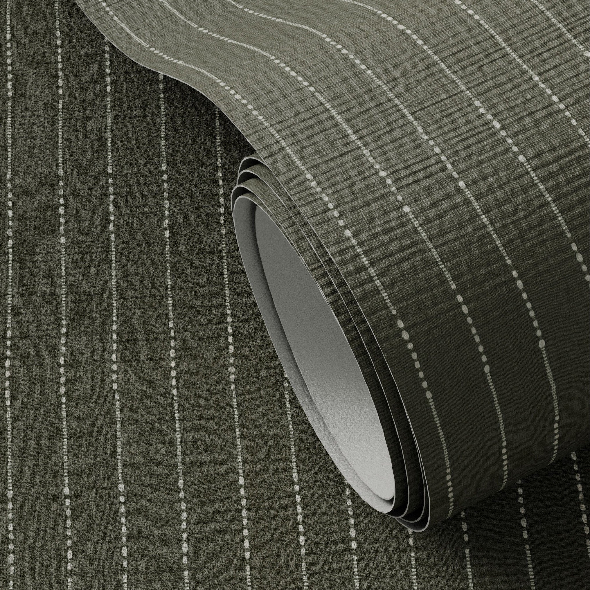 FH Art Studio Dobby Stripe Olive Grasscloth Wallpaper — Dobby Stripe Olive