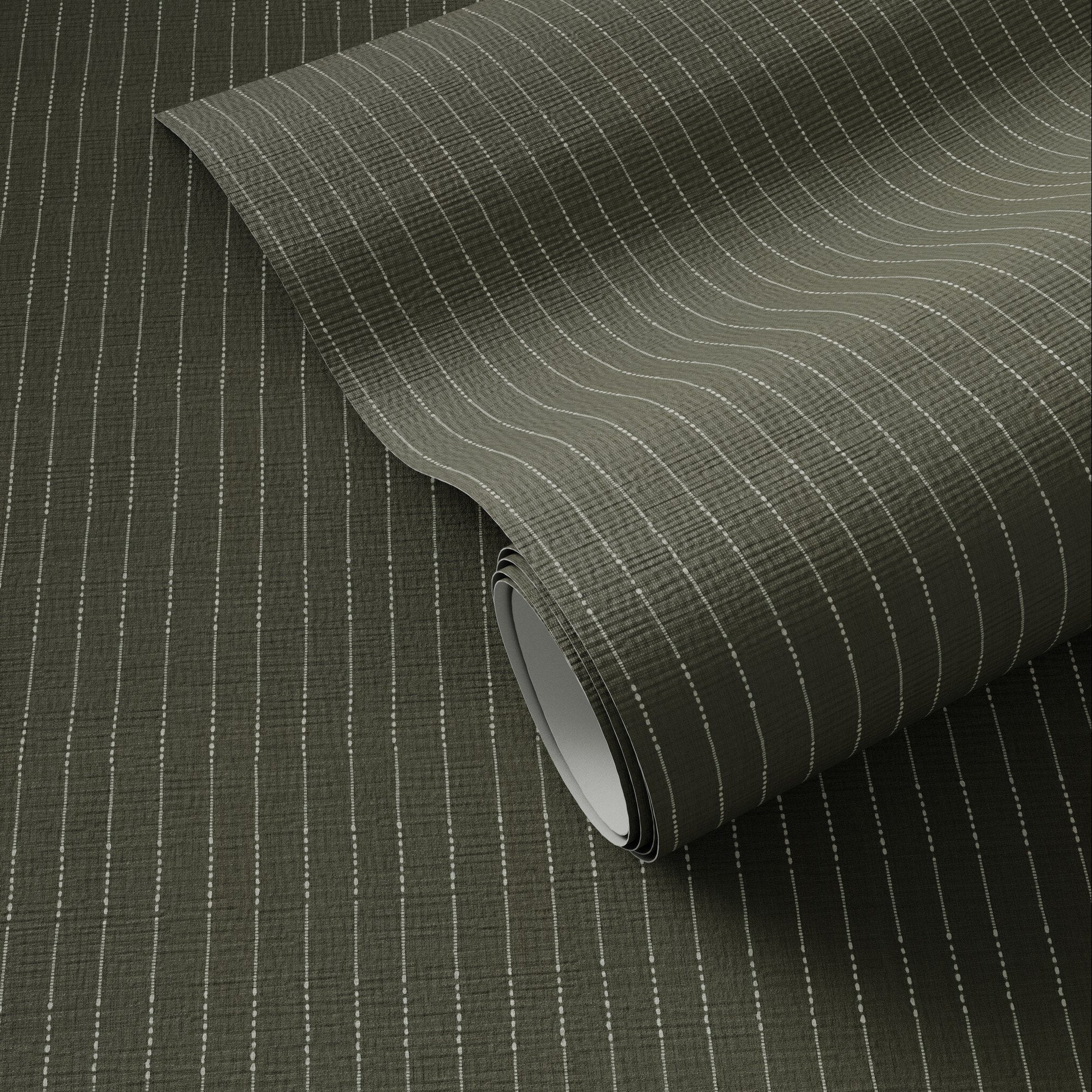 FH Art Studio Dobby Stripe Olive Grasscloth Wallpaper full product view