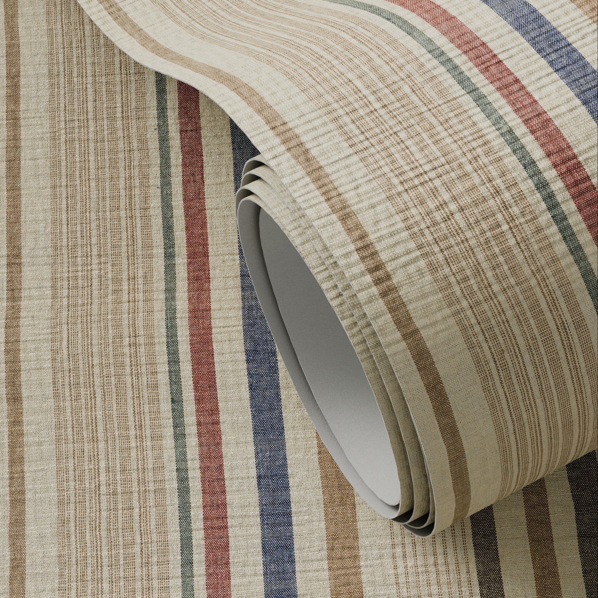 FH Art Studio Stripe Grasscloth Parchment Grasscloth Wallpaper — Yarn Dyed Stripe - Parchment