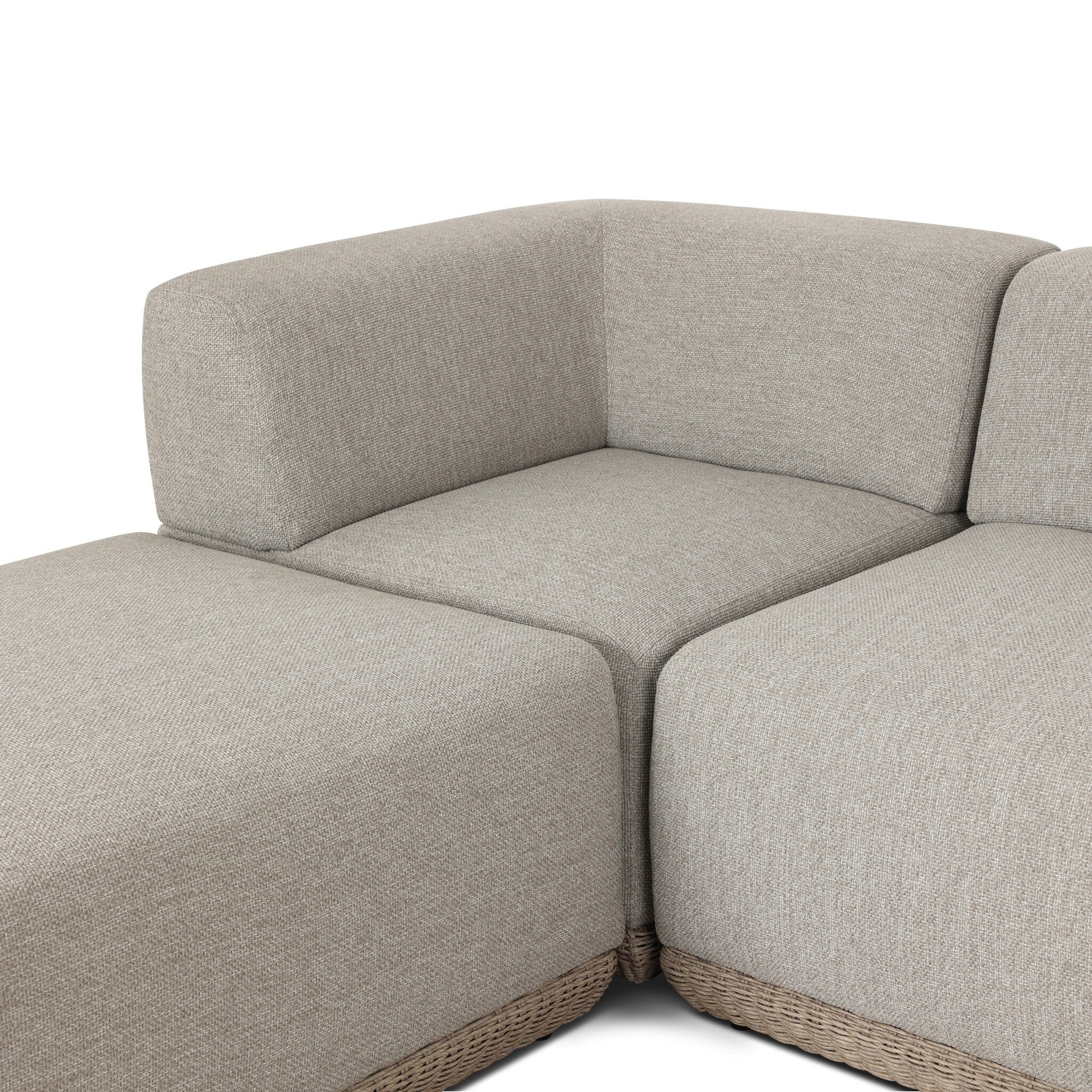 Four Hands Evander Ramiro Ecru 3 Piece Outdoor Sectional Sofa w/Ottoman - detail view 1