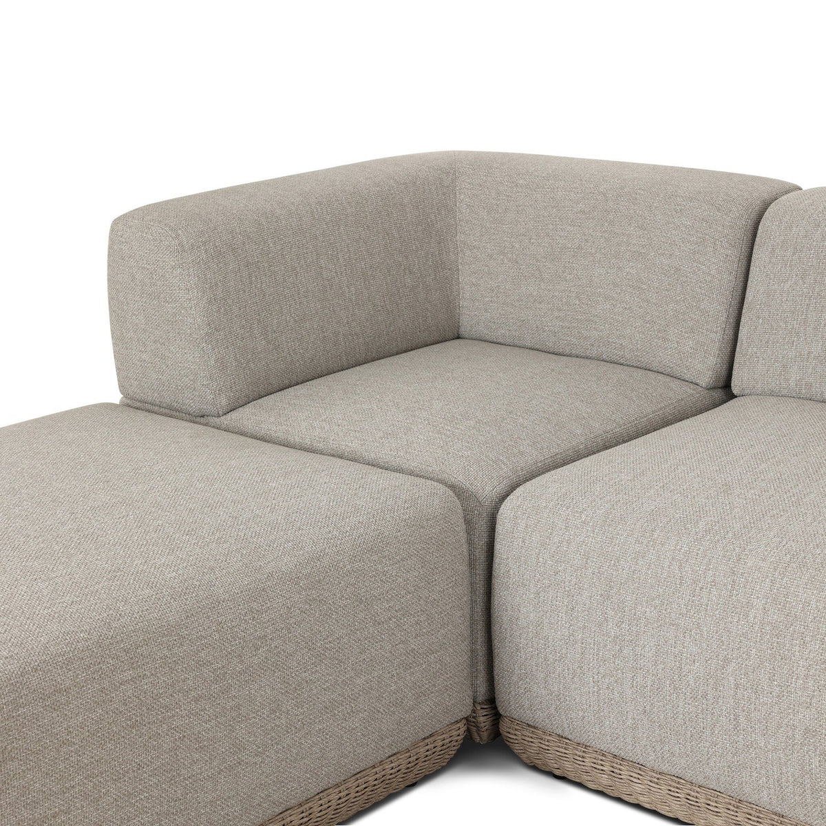 Four Hands Evander Ramiro Ecru 3 Piece Outdoor Sectional Sofa w/Ottoman - detail view 1