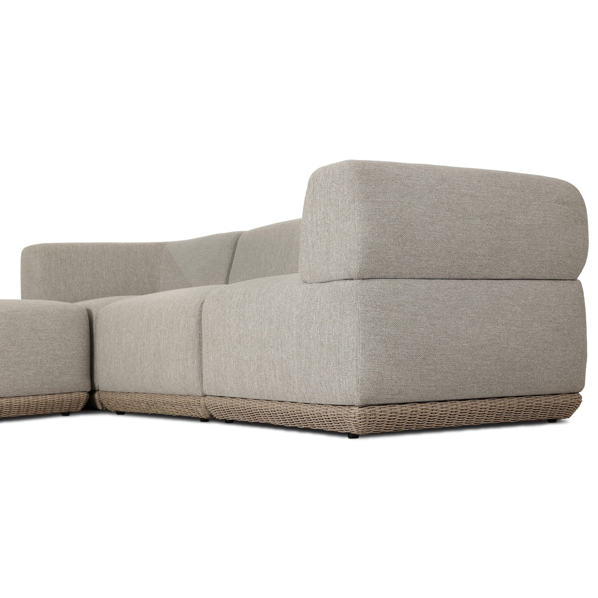 Four Hands Evander Ramiro Ecru 3 Piece Outdoor Sectional Sofa w/Ottoman - detail view 3
