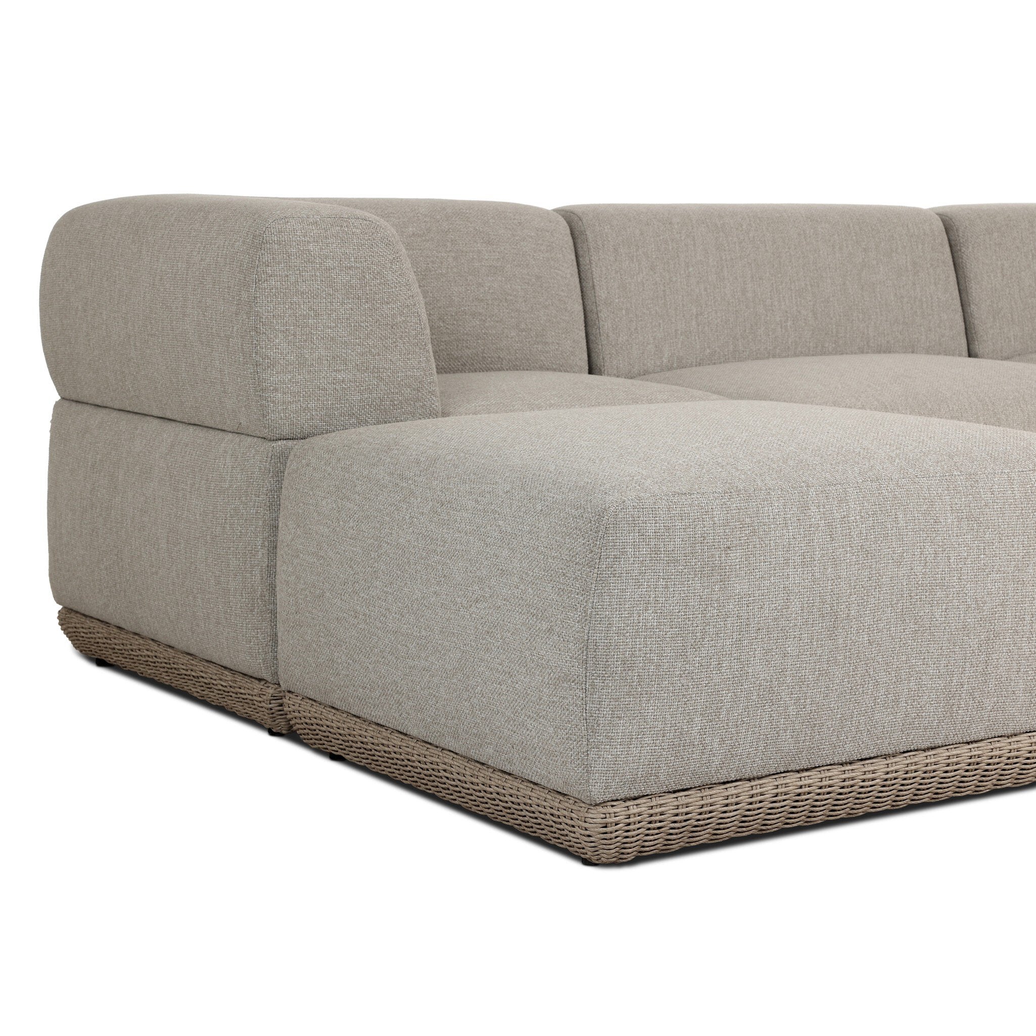 Four Hands Evander Ramiro Ecru 3 Piece Outdoor Sectional Sofa w/Ottoman - detail view 4