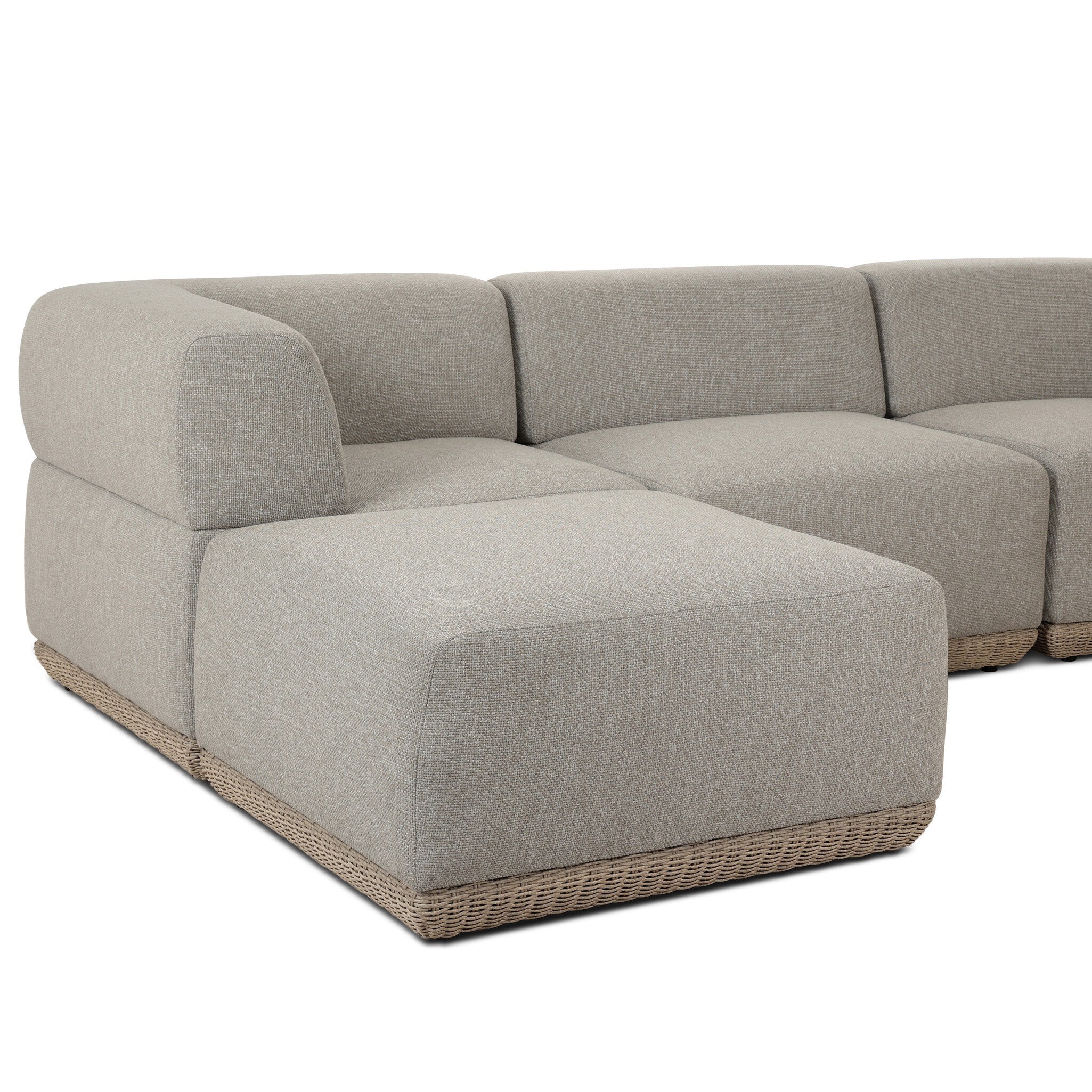 Four Hands Evander Ramiro Ecru 4 Piece Outdoor Sectional Sofa w/Ottoman - detail view 3