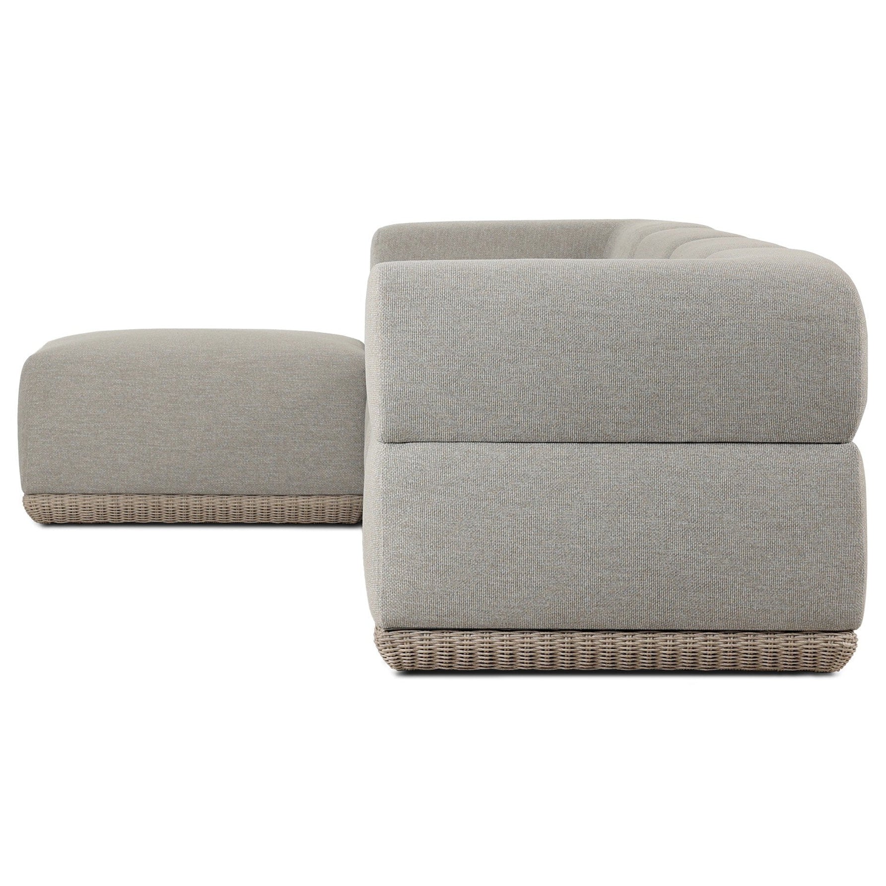 Four Hands Evander Ramiro Ecru 4 Piece Outdoor Sectional Sofa w/Ottoman - side profile