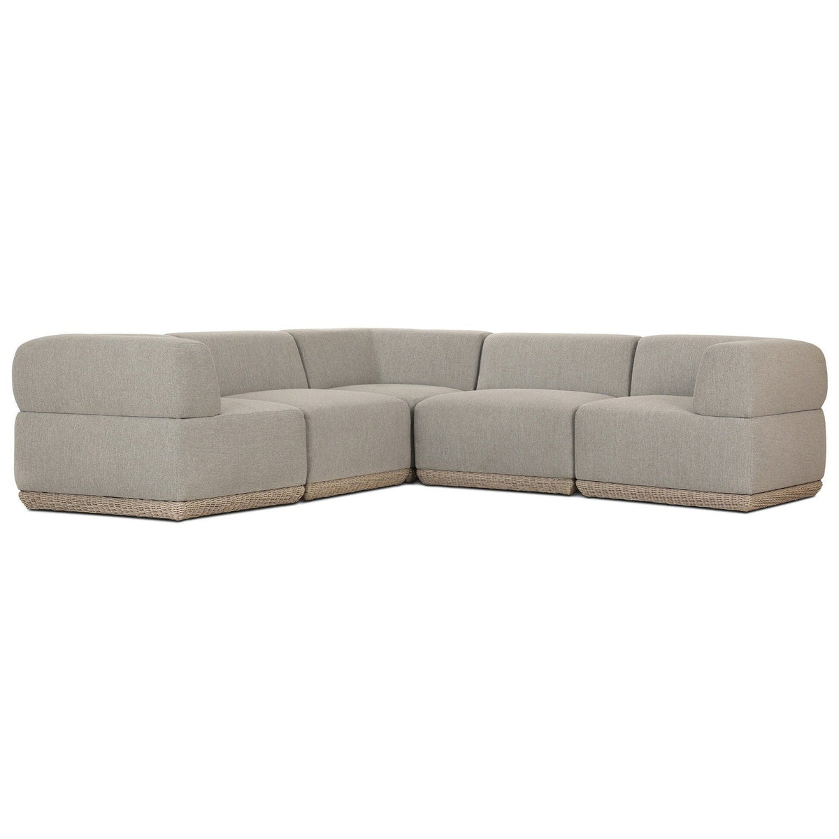 Four Hands Evander Ramiro Ecru 5 Piece Outdoor Sectional Sofa - styled view
