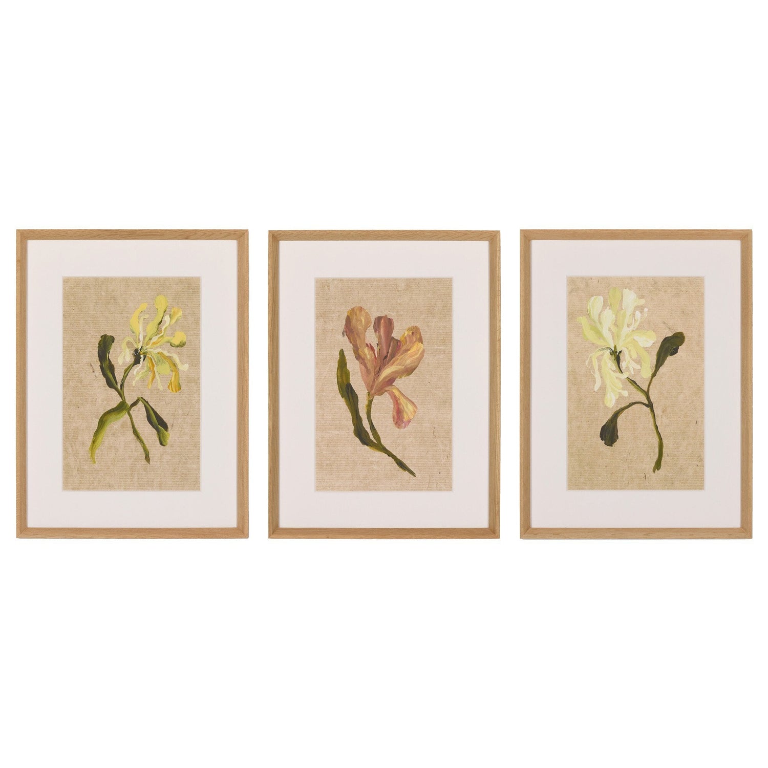 Four Hands x Brittney Schulz Blooms I Triptych Framed Art Set of 3 - styled view