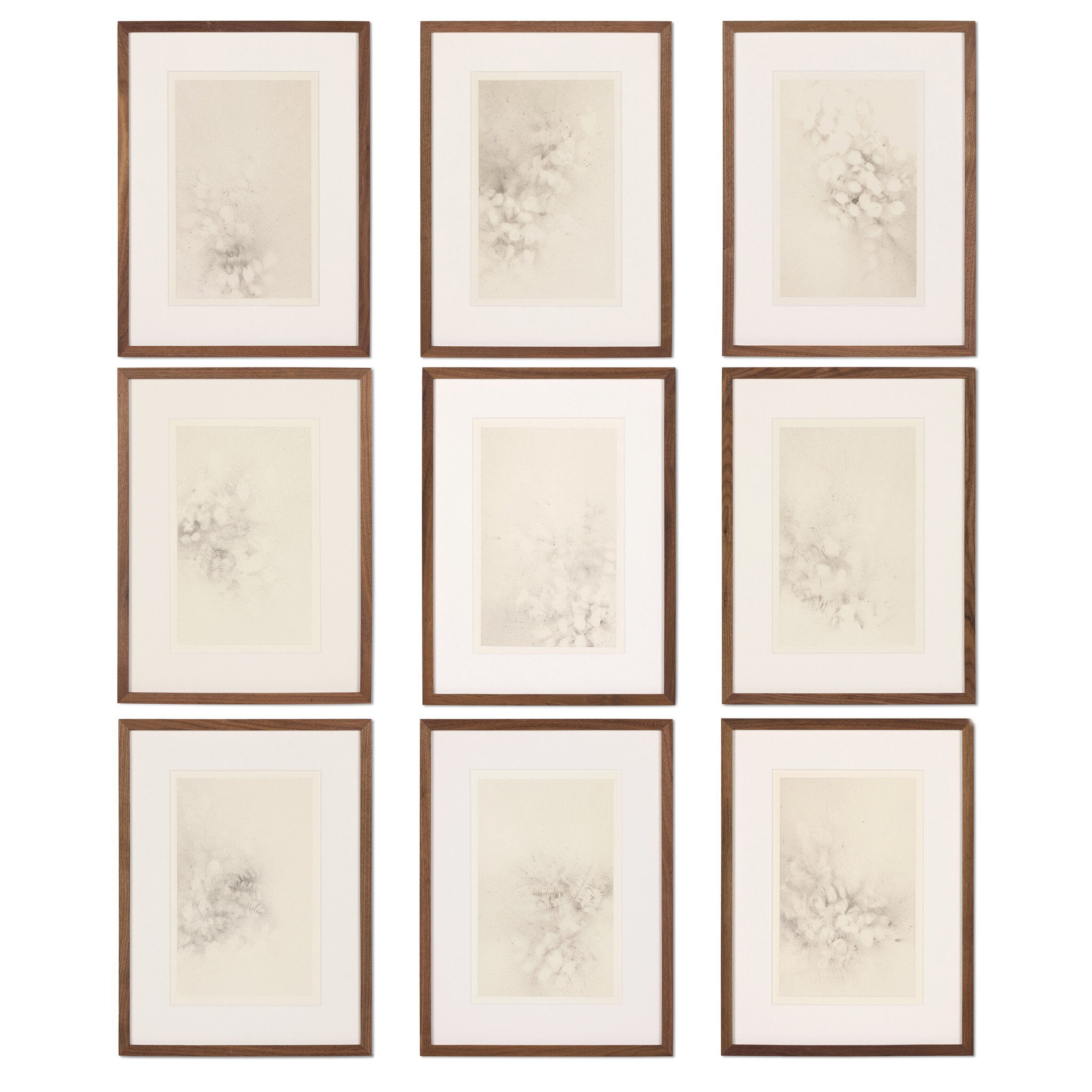 Four Hands x Adrian White Breath Drawing Framed Art Set of 9 styled view