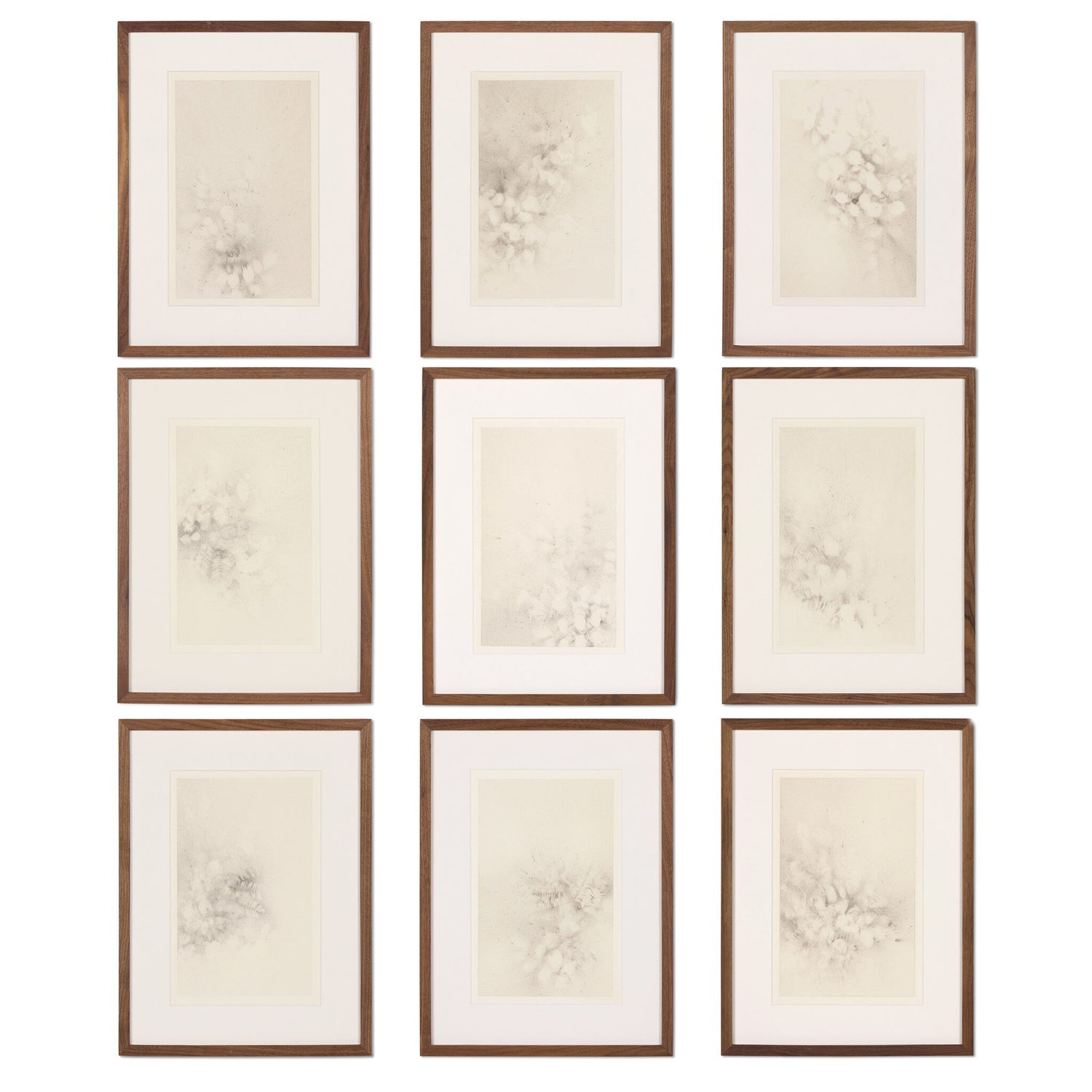 Four Hands x Adrian White Breath Drawing Framed Art Set of 9 styled view