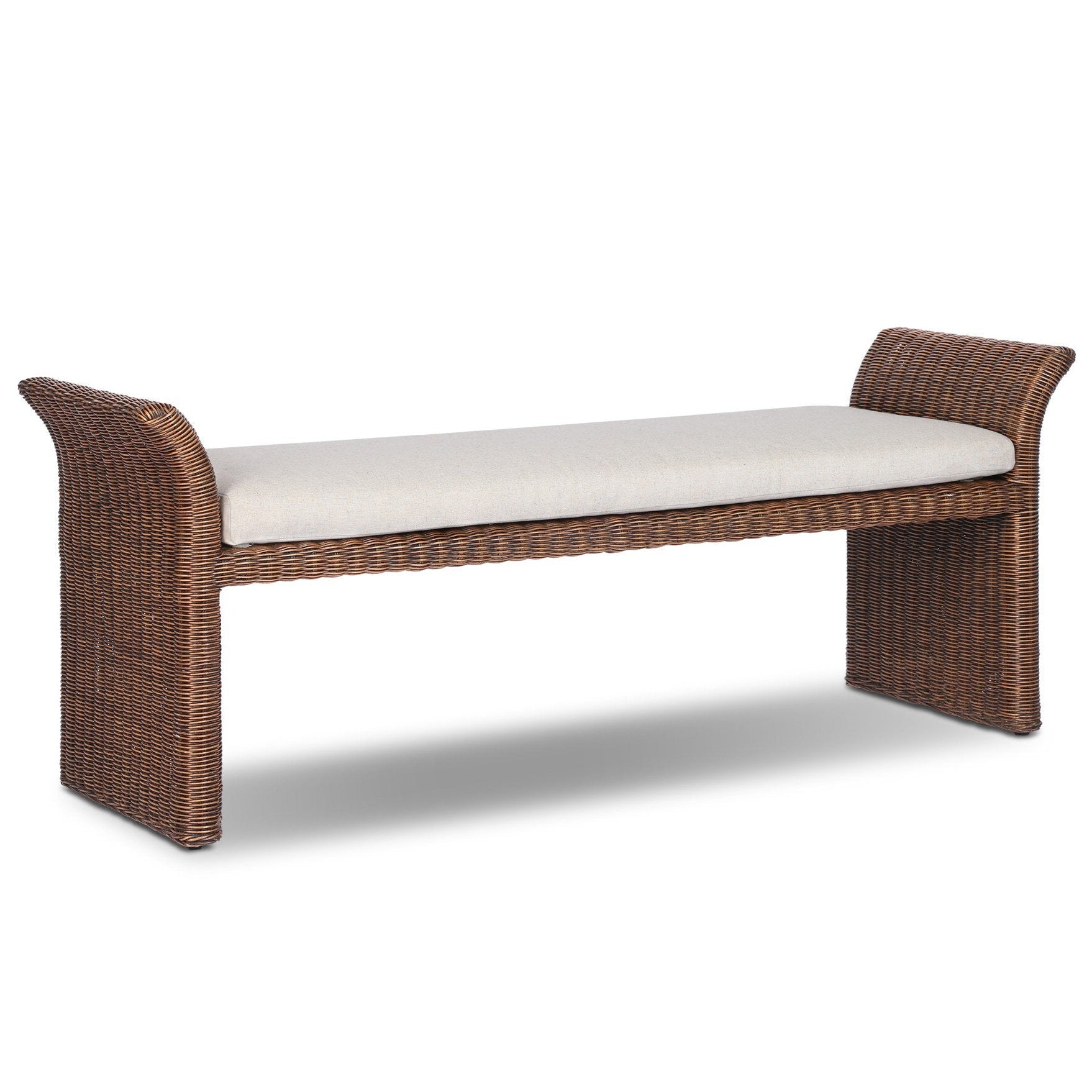 Four Hands Fiora Lynchart Sand Accent Bench - styled view