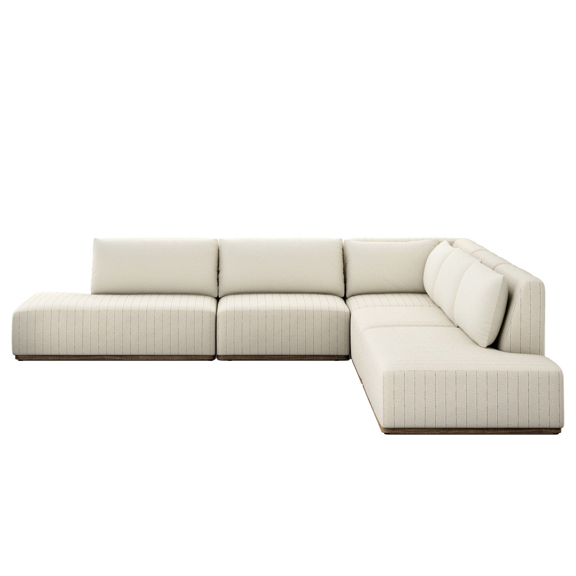 Four Hands Adler Amalfi Natural 5 Piece Outdoor Sectional Sofa w/Bumper Chaise - front view