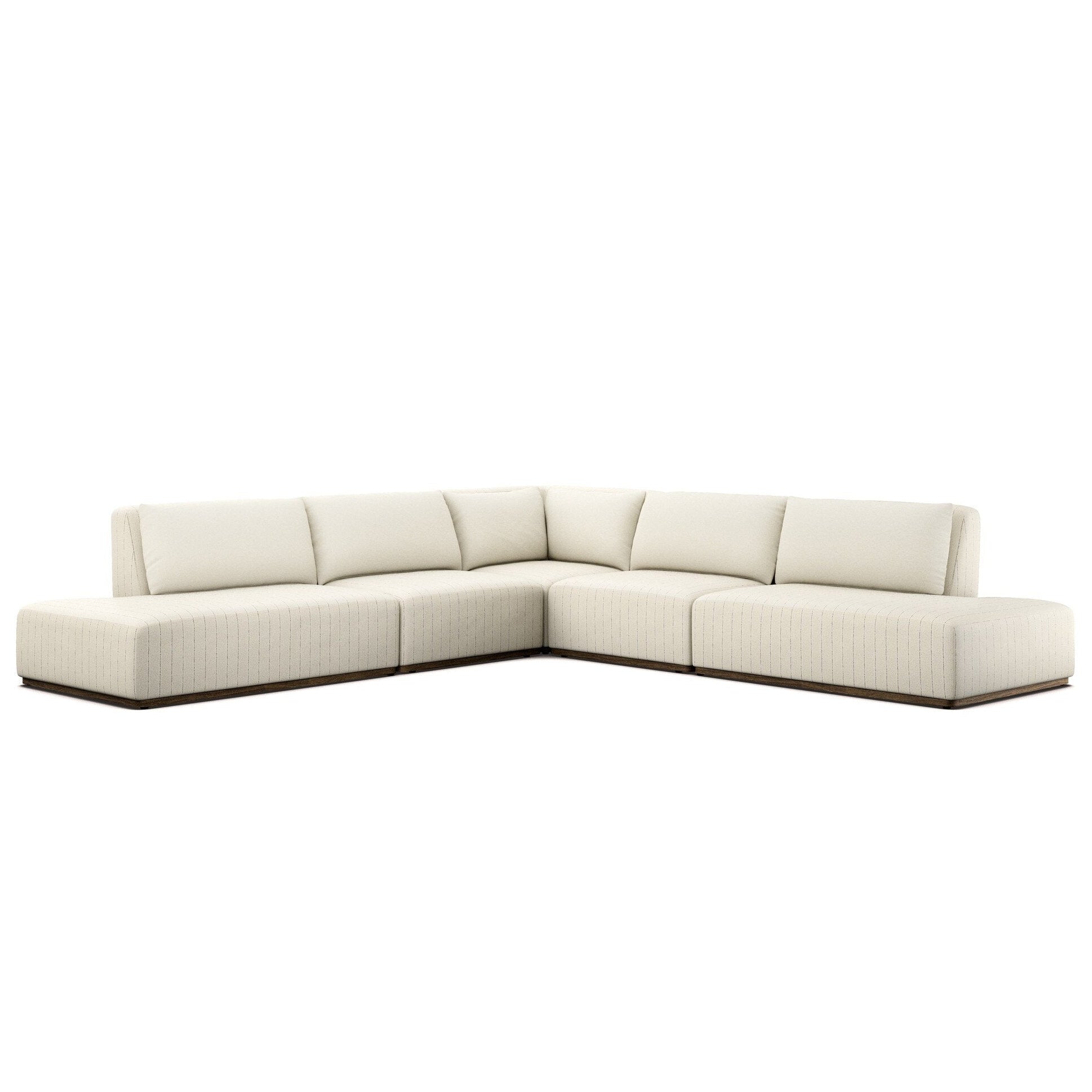 Four Hands Adler Amalfi Natural 5 Piece Outdoor Sectional Sofa w/Bumper Chaise - styled view