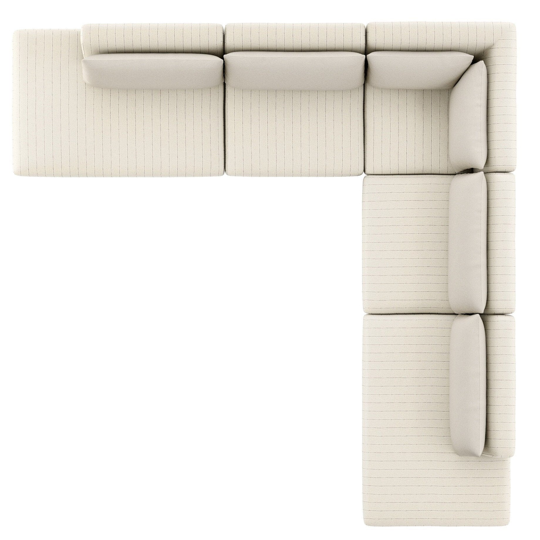 Four Hands Adler Amalfi Natural 5 Piece Outdoor Sectional Sofa w/Bumper Chaise - top-down view