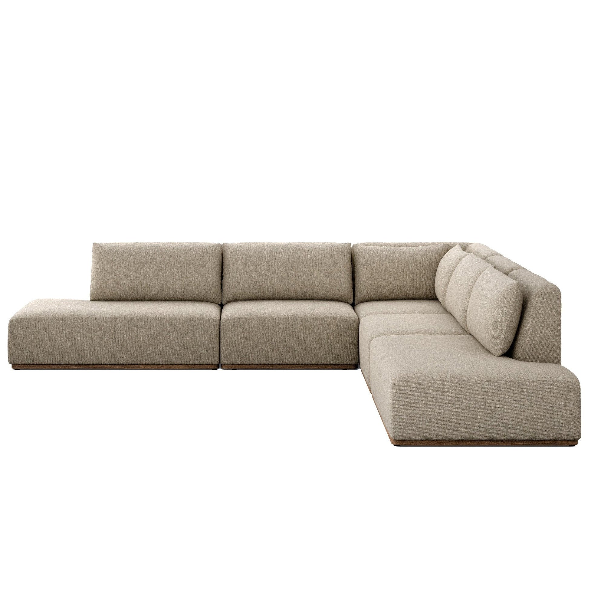 Four Hands Adler Concha Fog 5 Piece Outdoor Sectional Sofa w/Bumper Chaise - front view