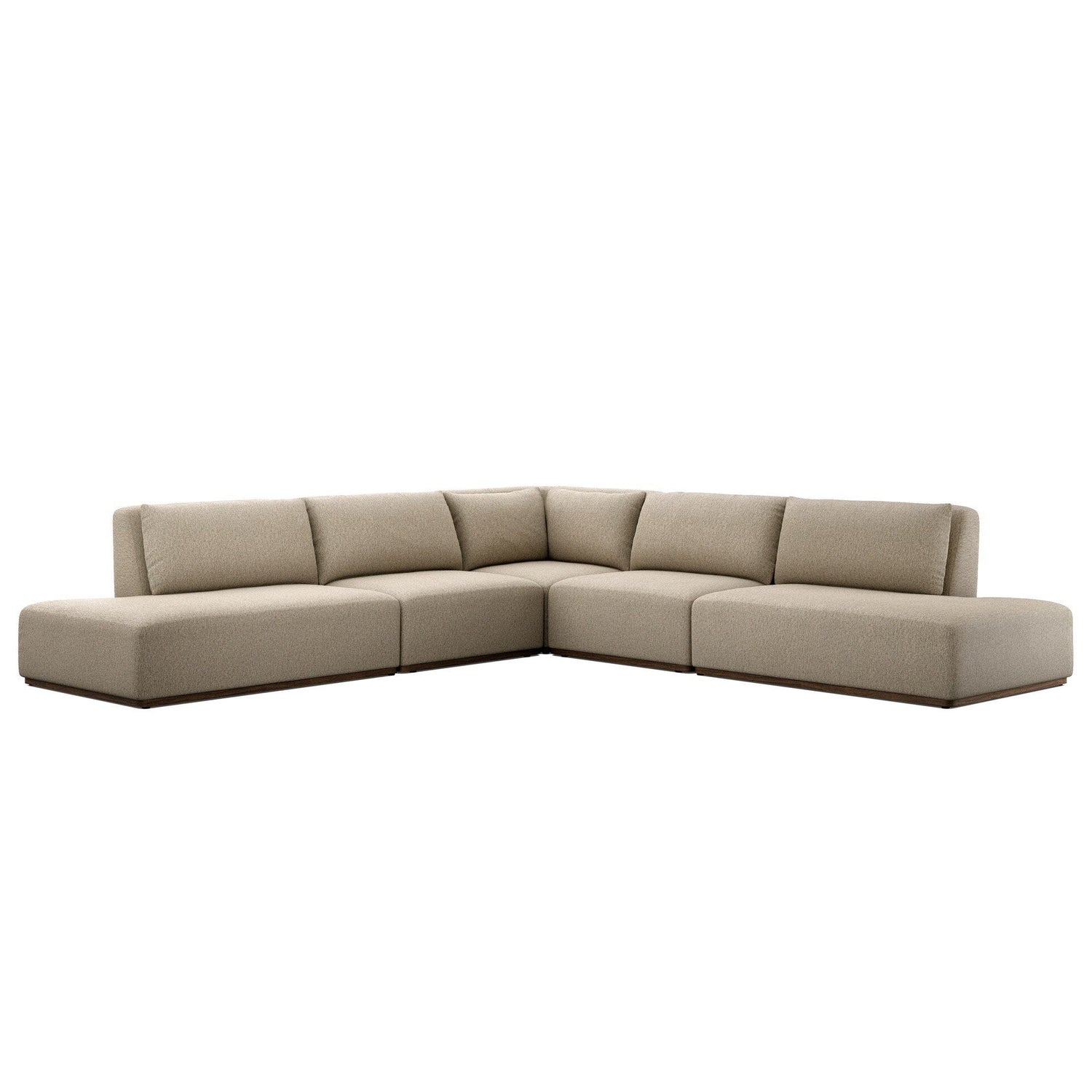 Four Hands Adler Concha Fog 5 Piece Outdoor Sectional Sofa w/Bumper Chaise - styled view