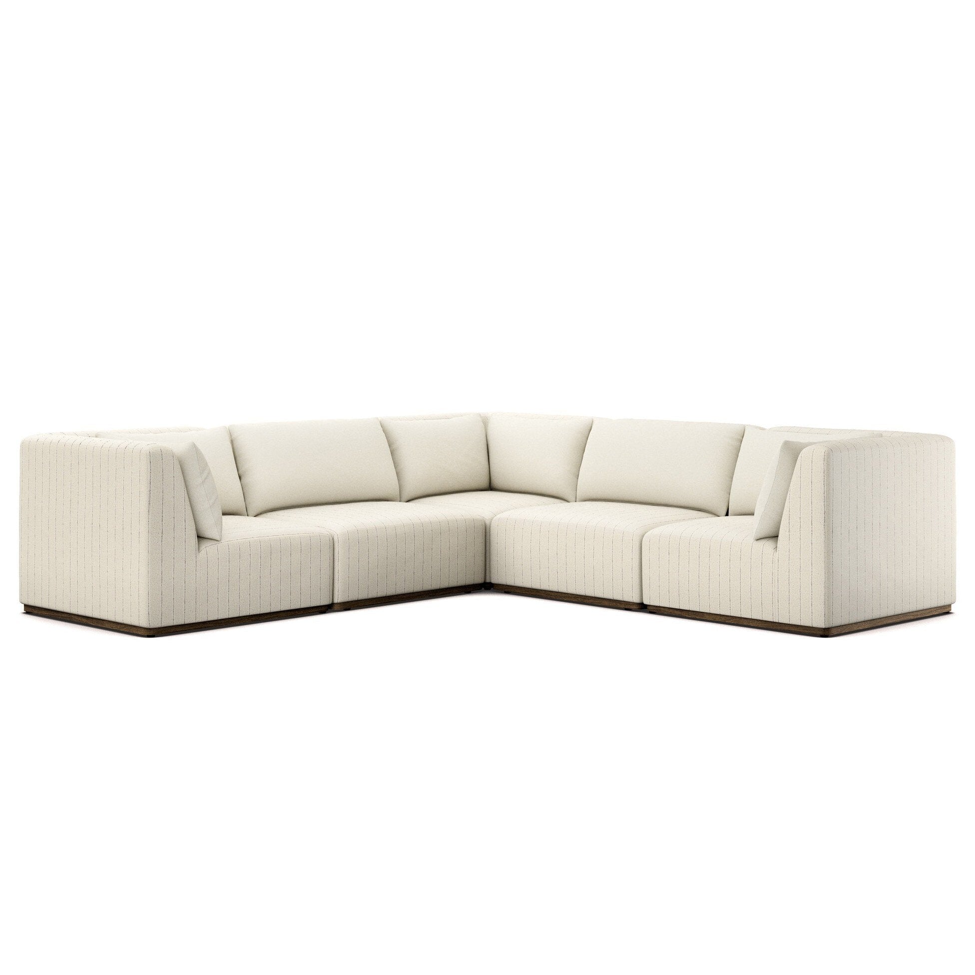 Four Hands Adler Amalfi Natural 5 Piece Outdoor Sectional Sofa - styled view