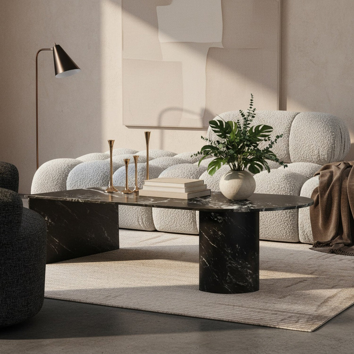 Salerno Black Genuine Marble Coffee Table