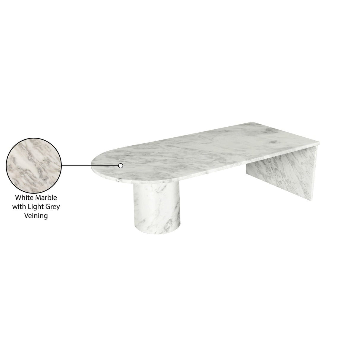 Salerno White Genuine Marble Coffee Table
