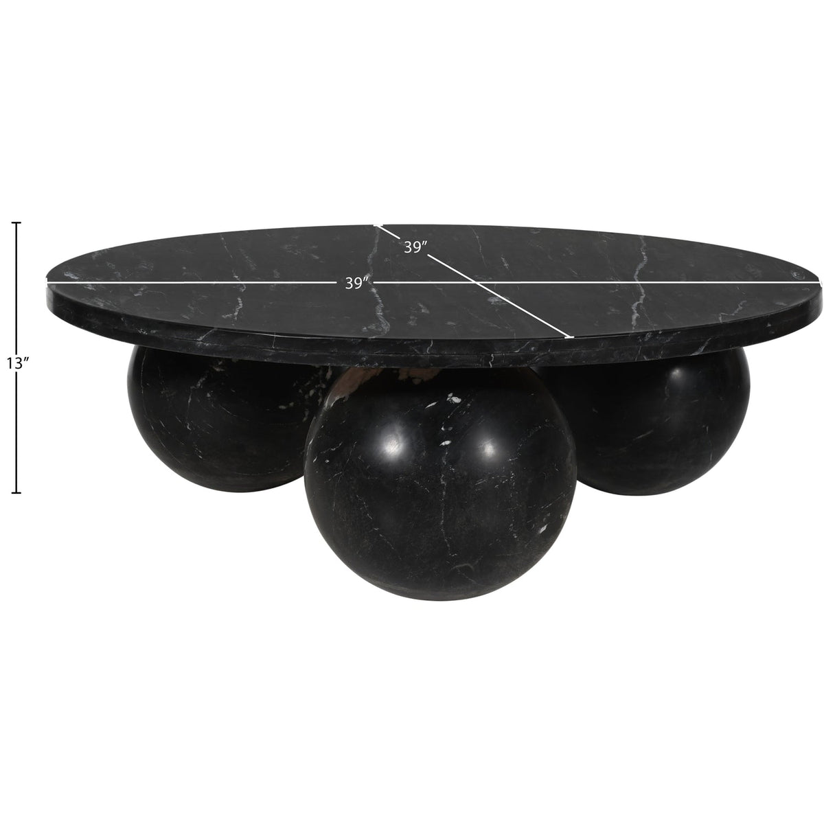 Spherical Black Genuine Marble Coffee Table (4 Boxes)