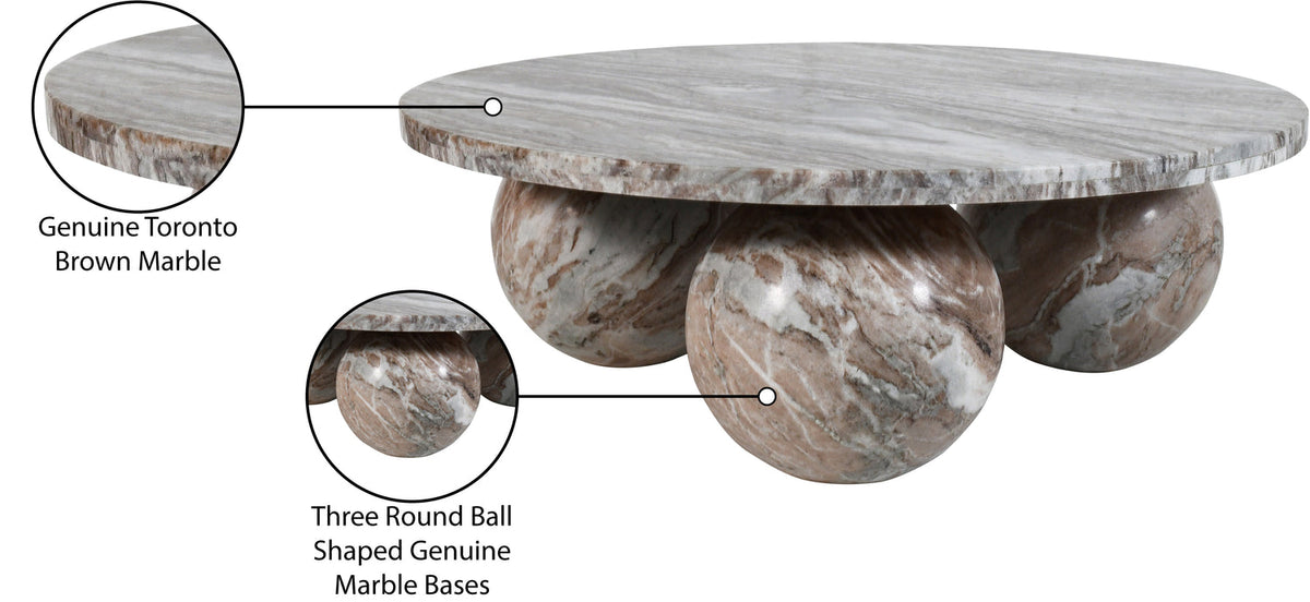 Spherical Brown Genuine Marble Coffee Table (4 Boxes)