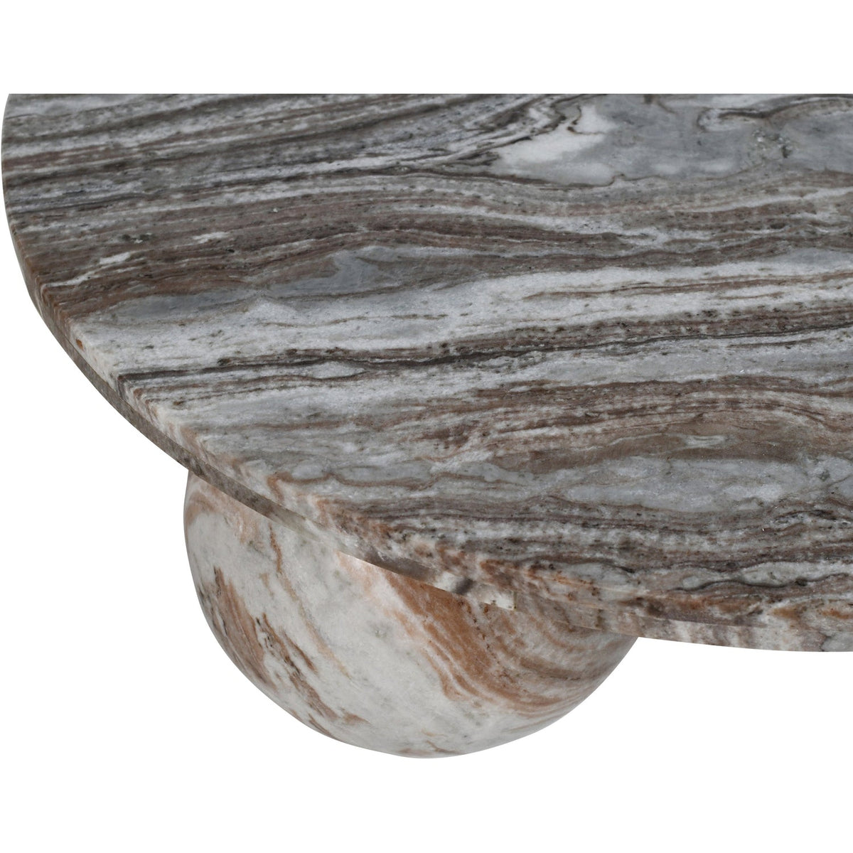 Spherical Brown Genuine Marble Coffee Table (4 Boxes)