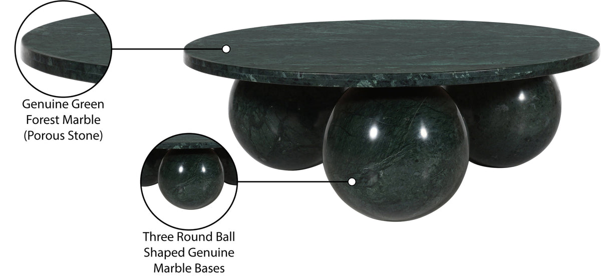 Spherical Green Forest Genuine Marble Coffee Table (4 Boxes)