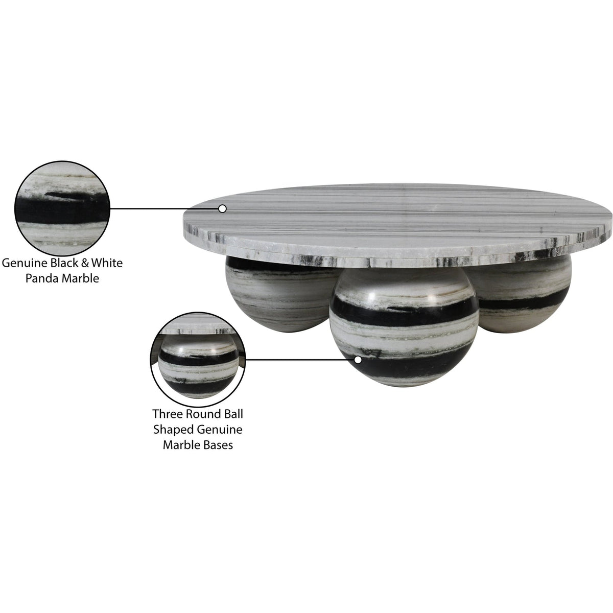 Spherical Panda Genuine Marble Coffee Table (4 Boxes)