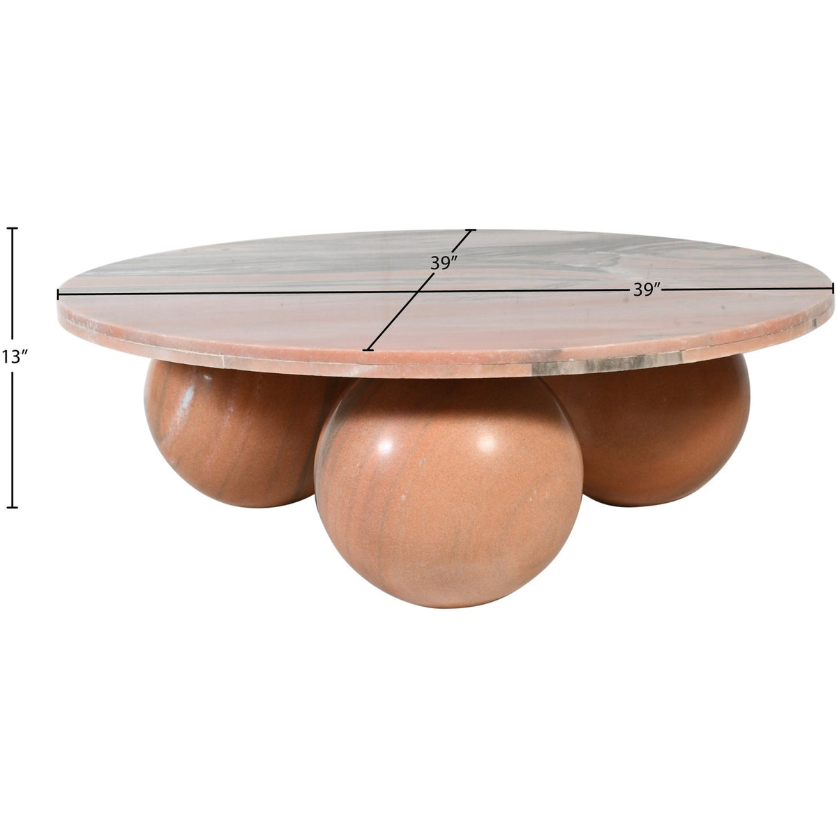 Spherical Pink Genuine Marble Coffee Table (4 Boxes)