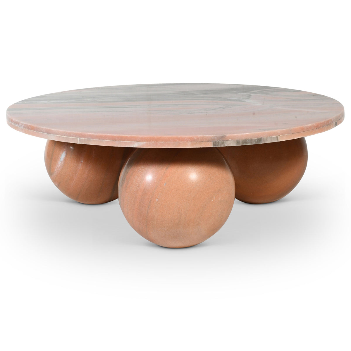 Spherical Pink Genuine Marble Coffee Table in pink Makrana marble, primary product view
