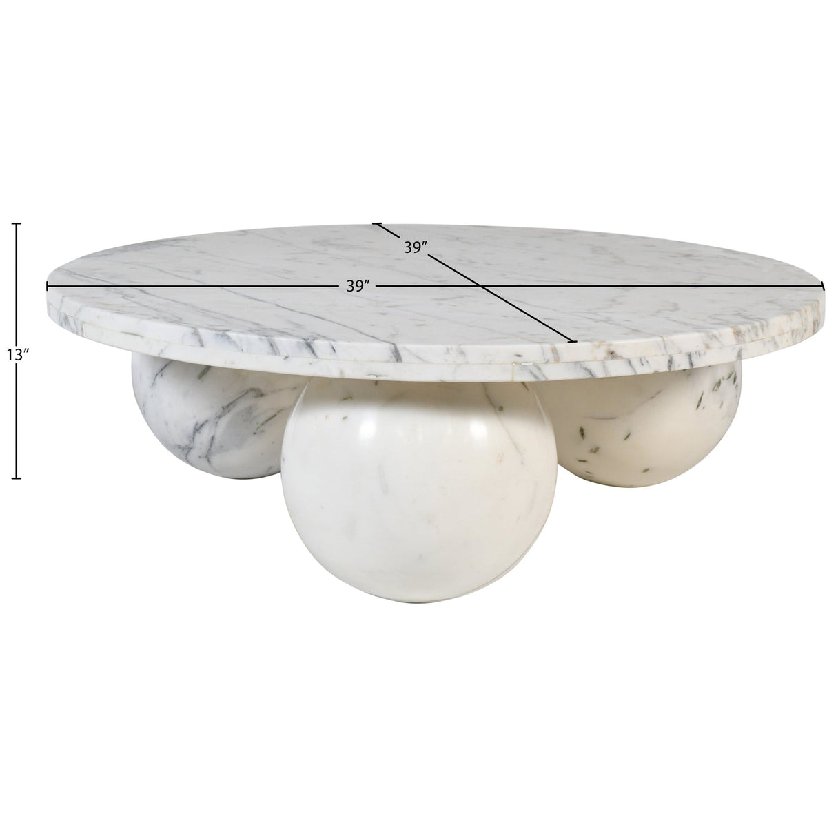 Spherical White Genuine Marble Coffee Table (4 Boxes)