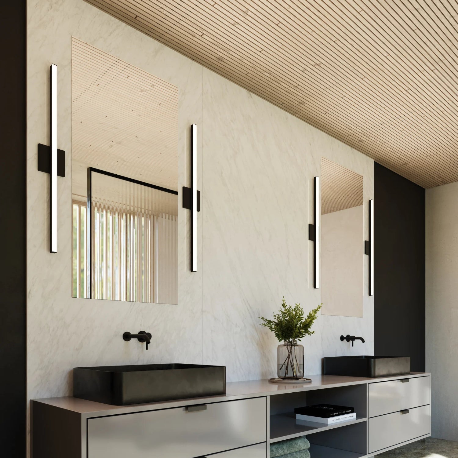 Sonneman Stix Satin Black 2771.25 Bath And Vanity Light