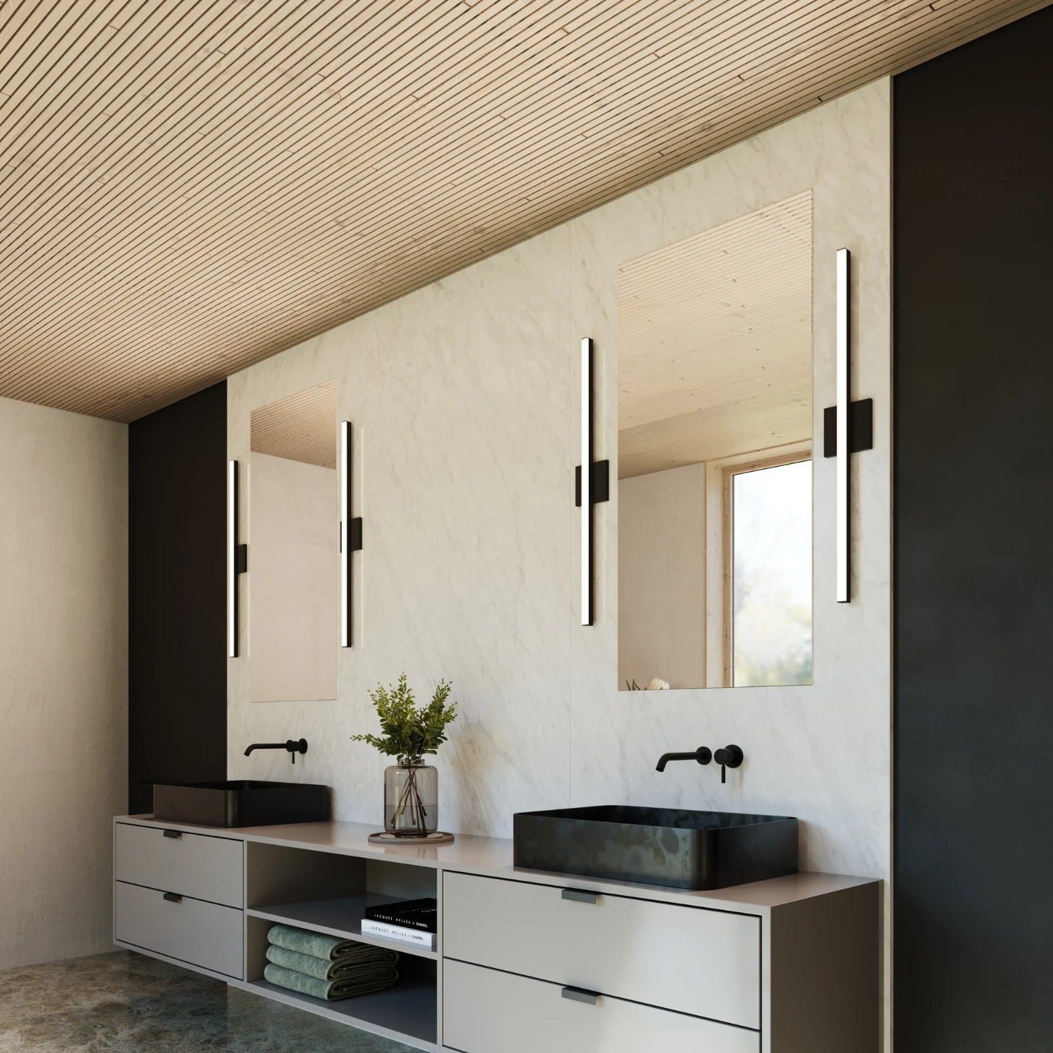 Sonneman Stix Satin Black 2771.25 Bath And Vanity Light