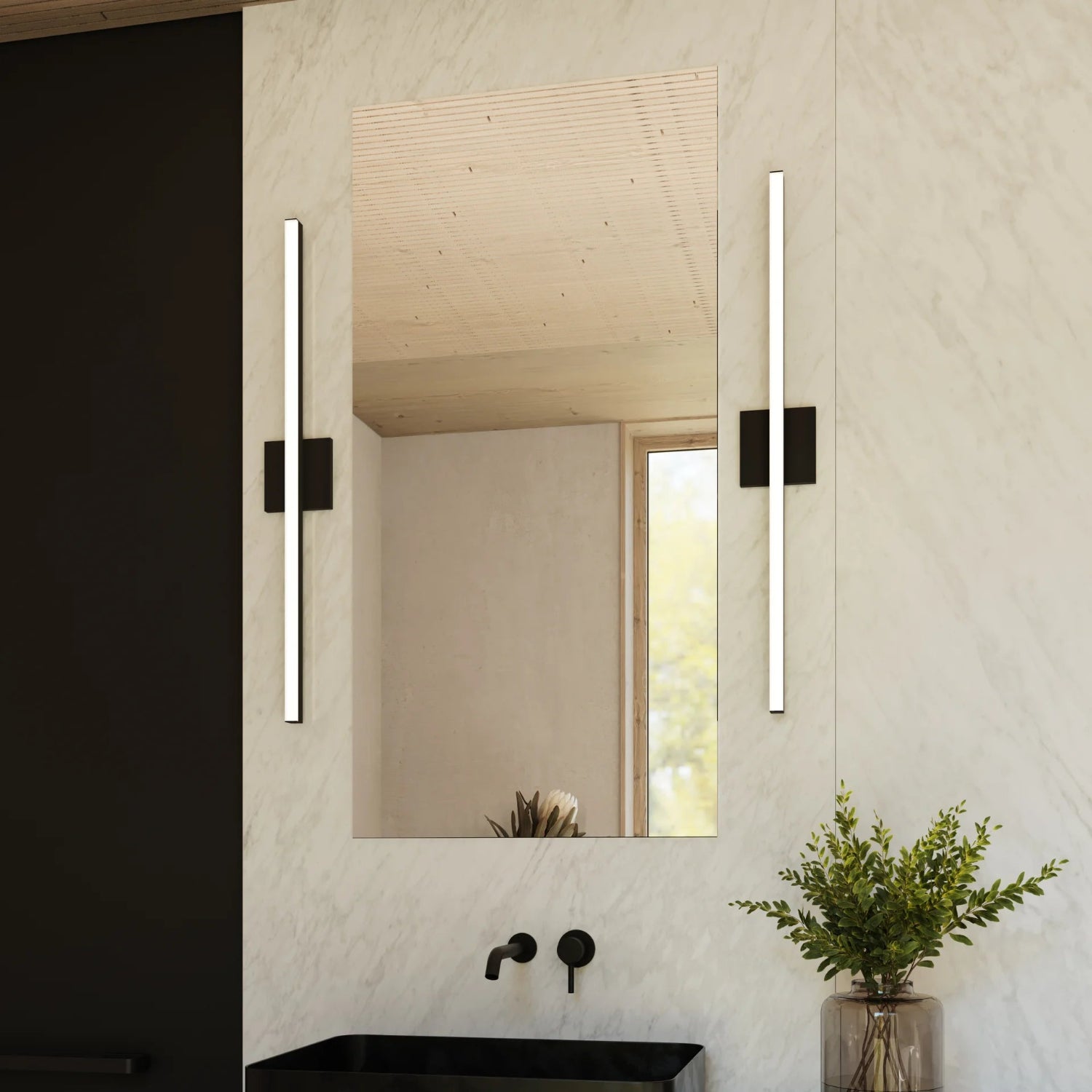Sonneman Stix Satin Black 2771.25 Bath And Vanity Light