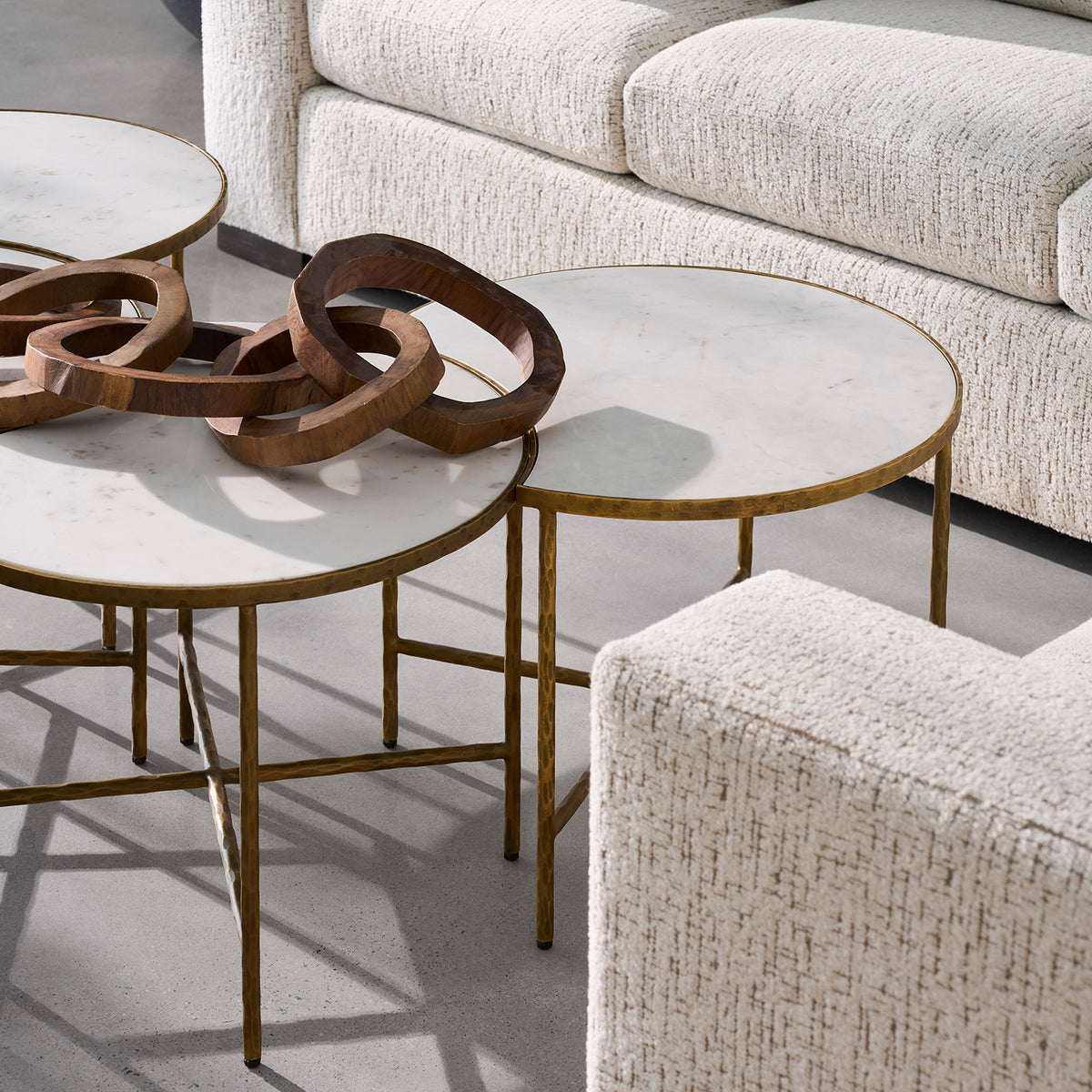 Fairfield Chair Sundries Carrara Marble Bunching Cocktail Table Set