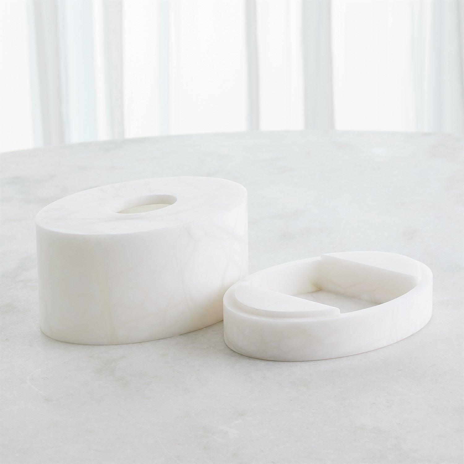 Global Views Alabaster Oval Tissue Box