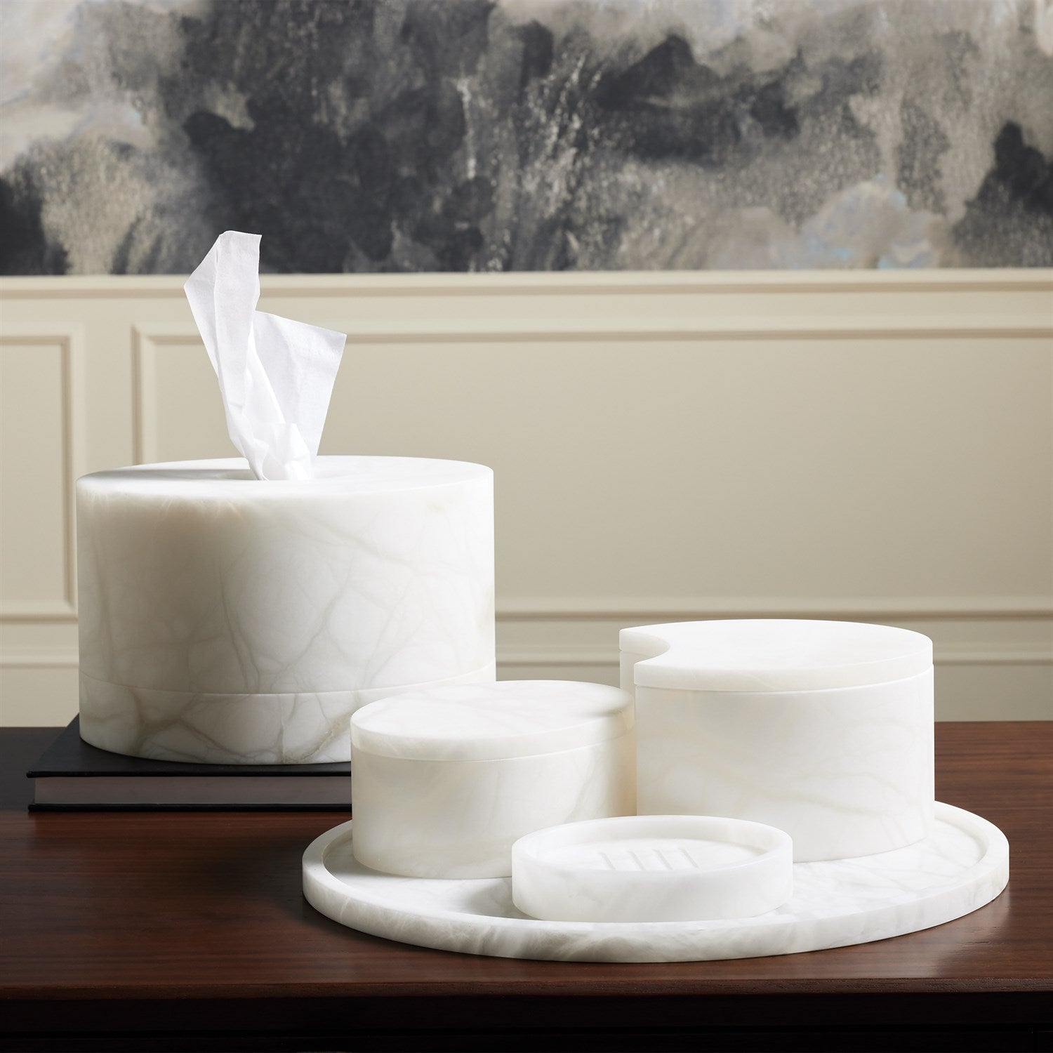 Global Views Alabaster Oval Tissue Box