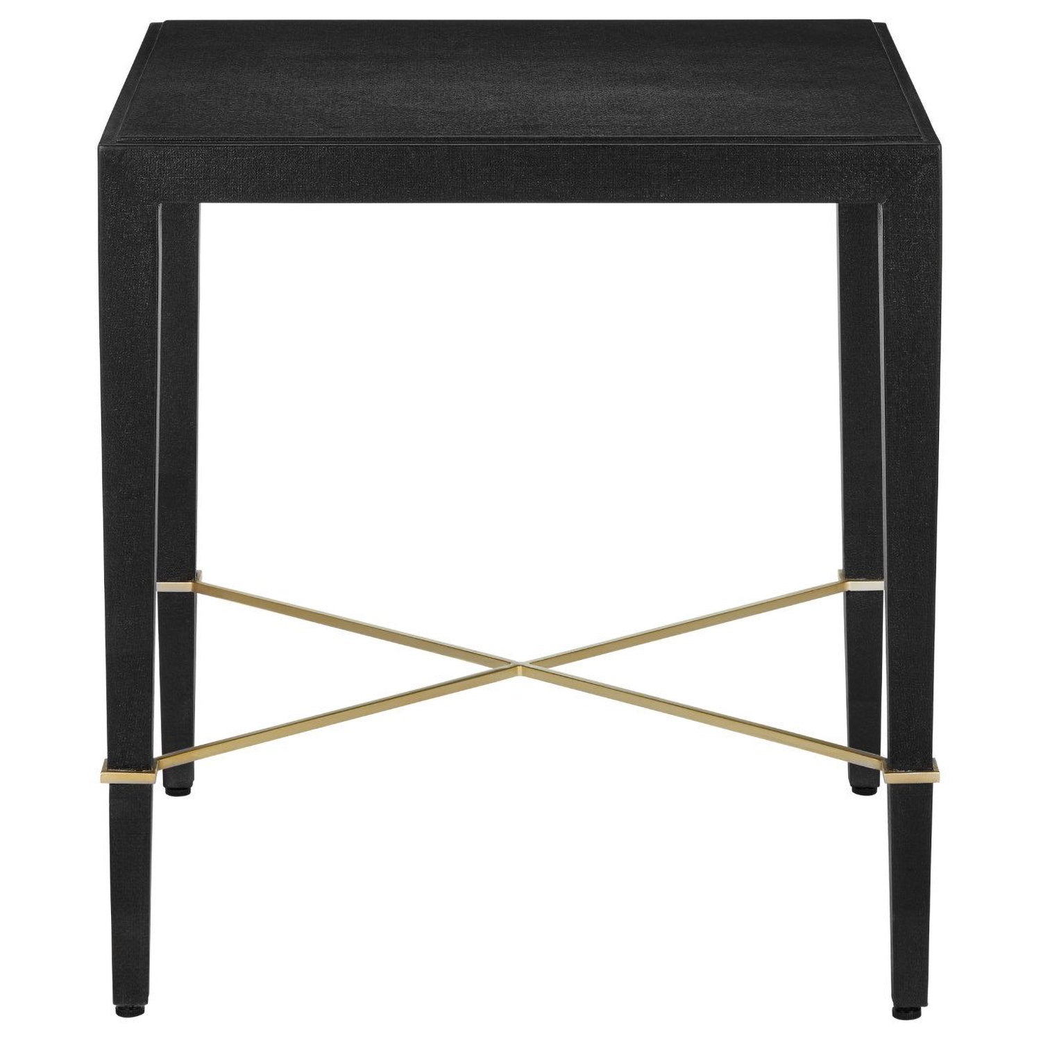 Currey & Co Verona Black Linen End Table