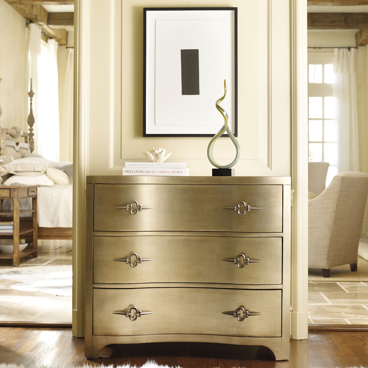 Hooker Furniture Sanctuary Three-Drawer Shaped Front Gold Chest
