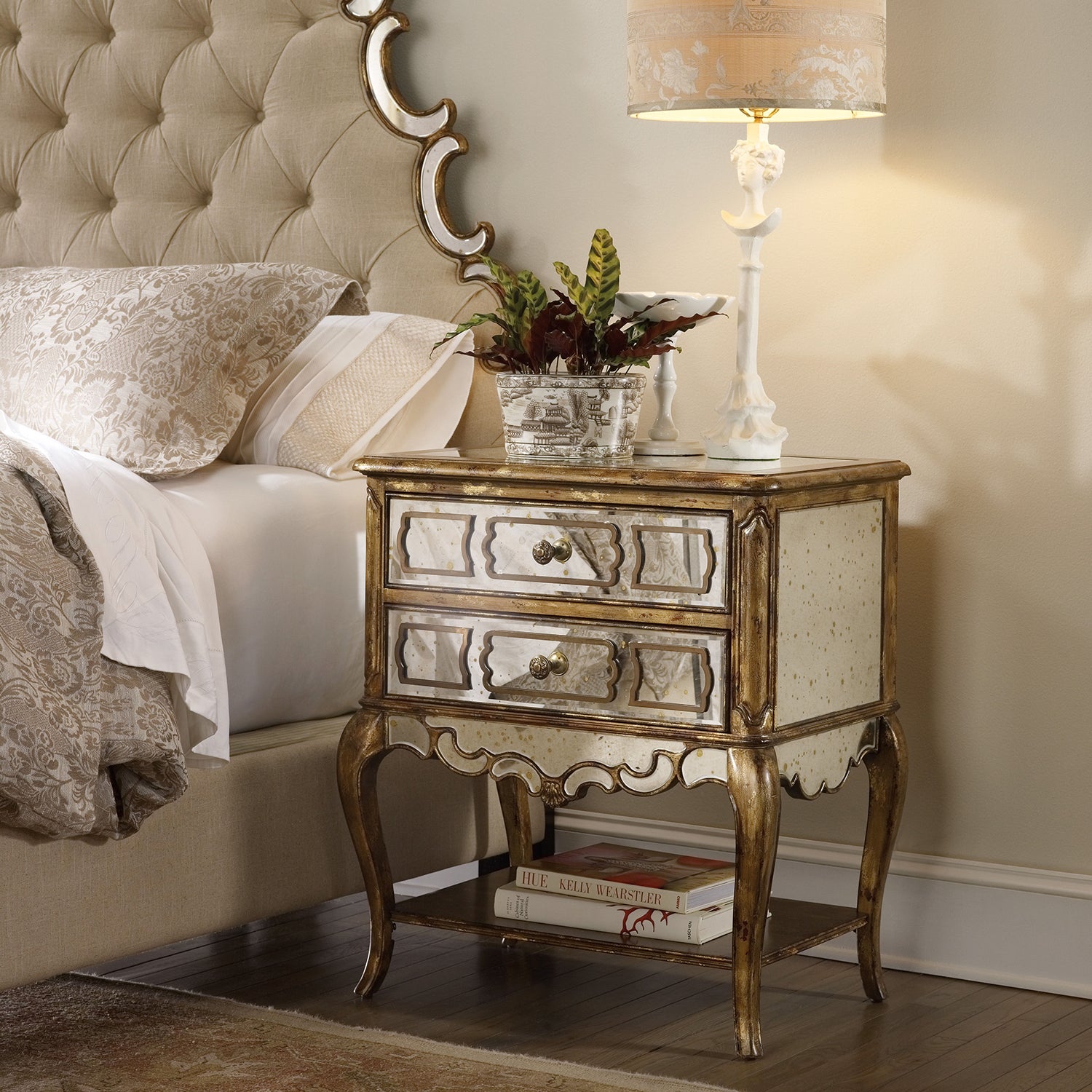 Hooker Furniture Sanctuary Mirrored Leg Nightstand
