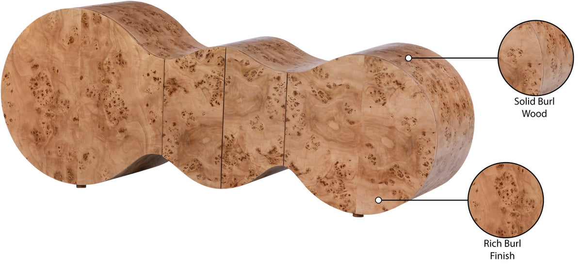 Sono Natural Burl Wood Sideboard Buffet