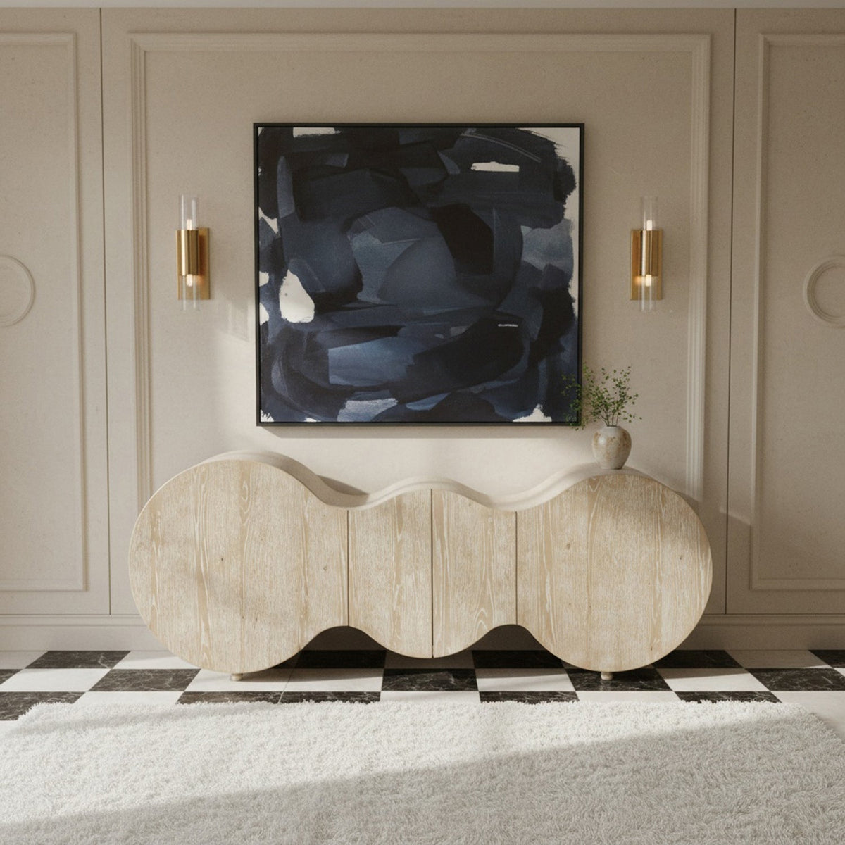 Sono Oak Burl Wood Sideboard Buffet