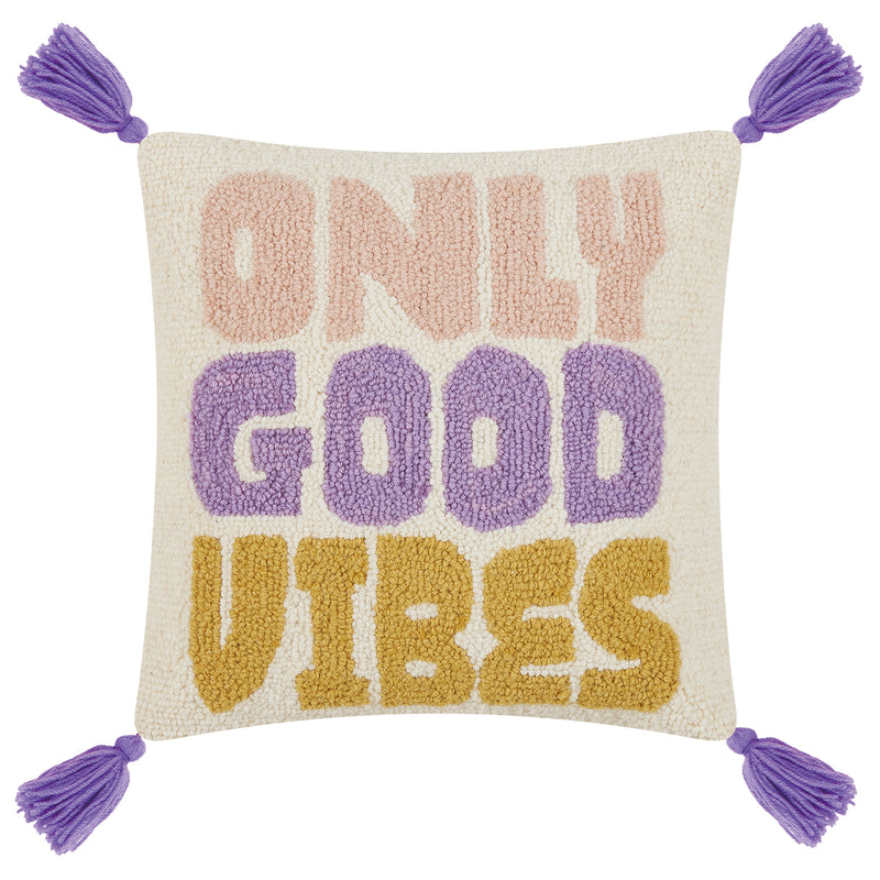Ampersand Only Good Vibes Tassels Hook Throw Pillow