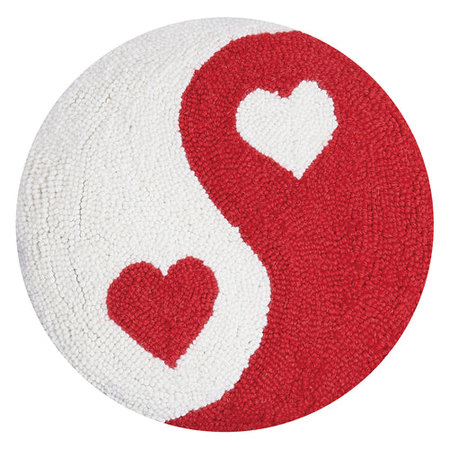 Ying and Yang Heart Round Hook Throw Pillow