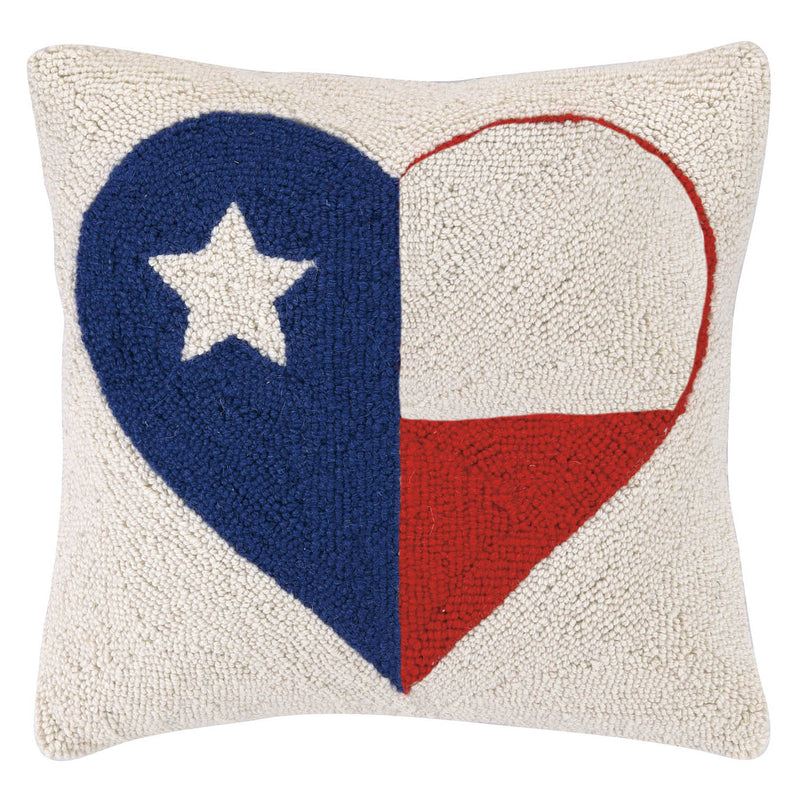 Heart Texas Flag Hook Throw Pillow