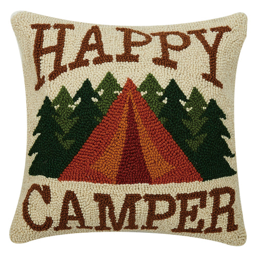 Happy Camper Hook Throw Pillow